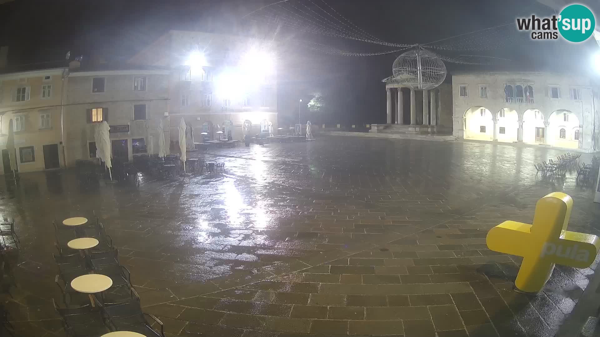 Pula webcam – Forum-Platz und Augustus-Tempel