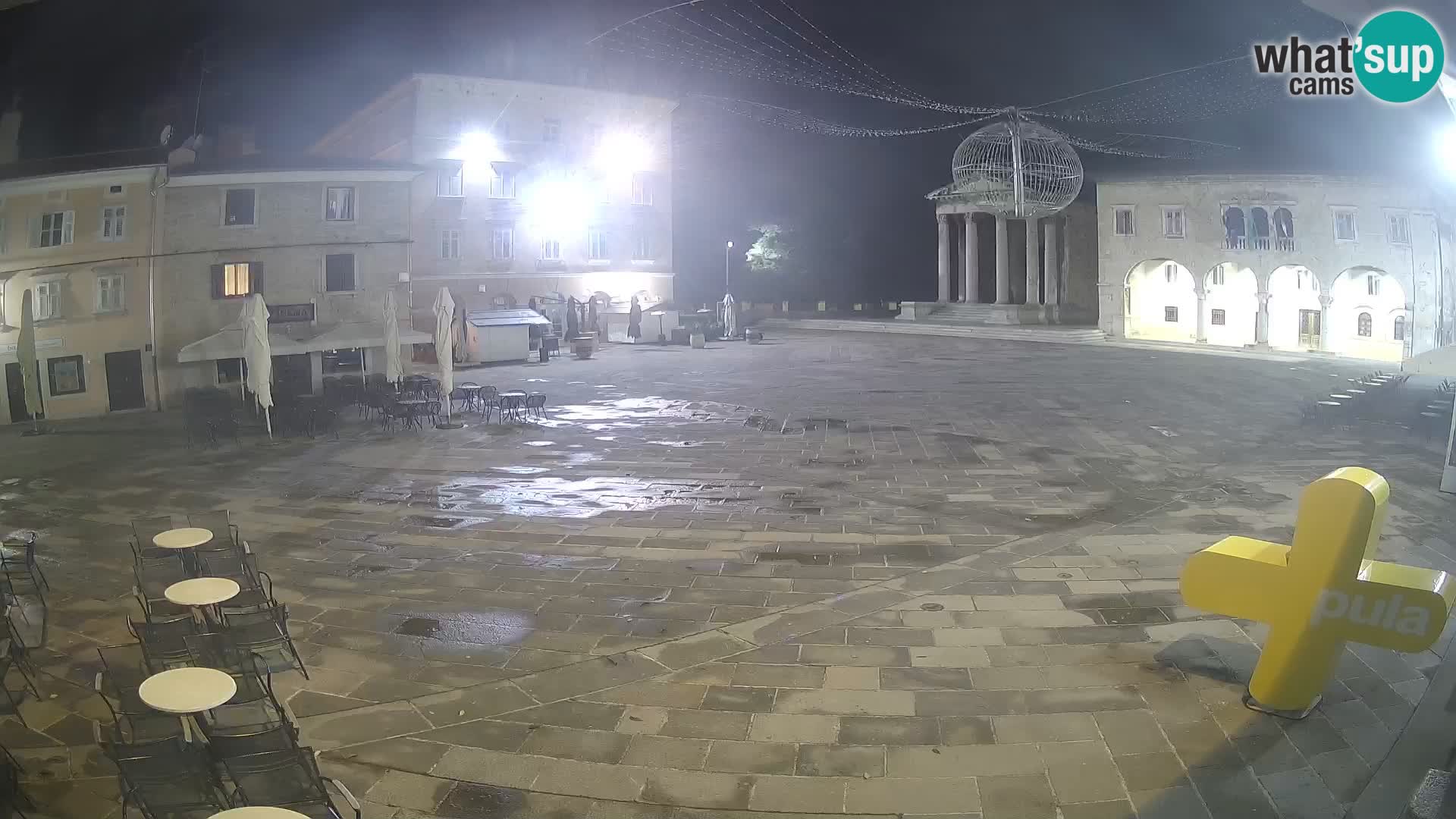 Pula webcam – Forum-Platz und Augustus-Tempel