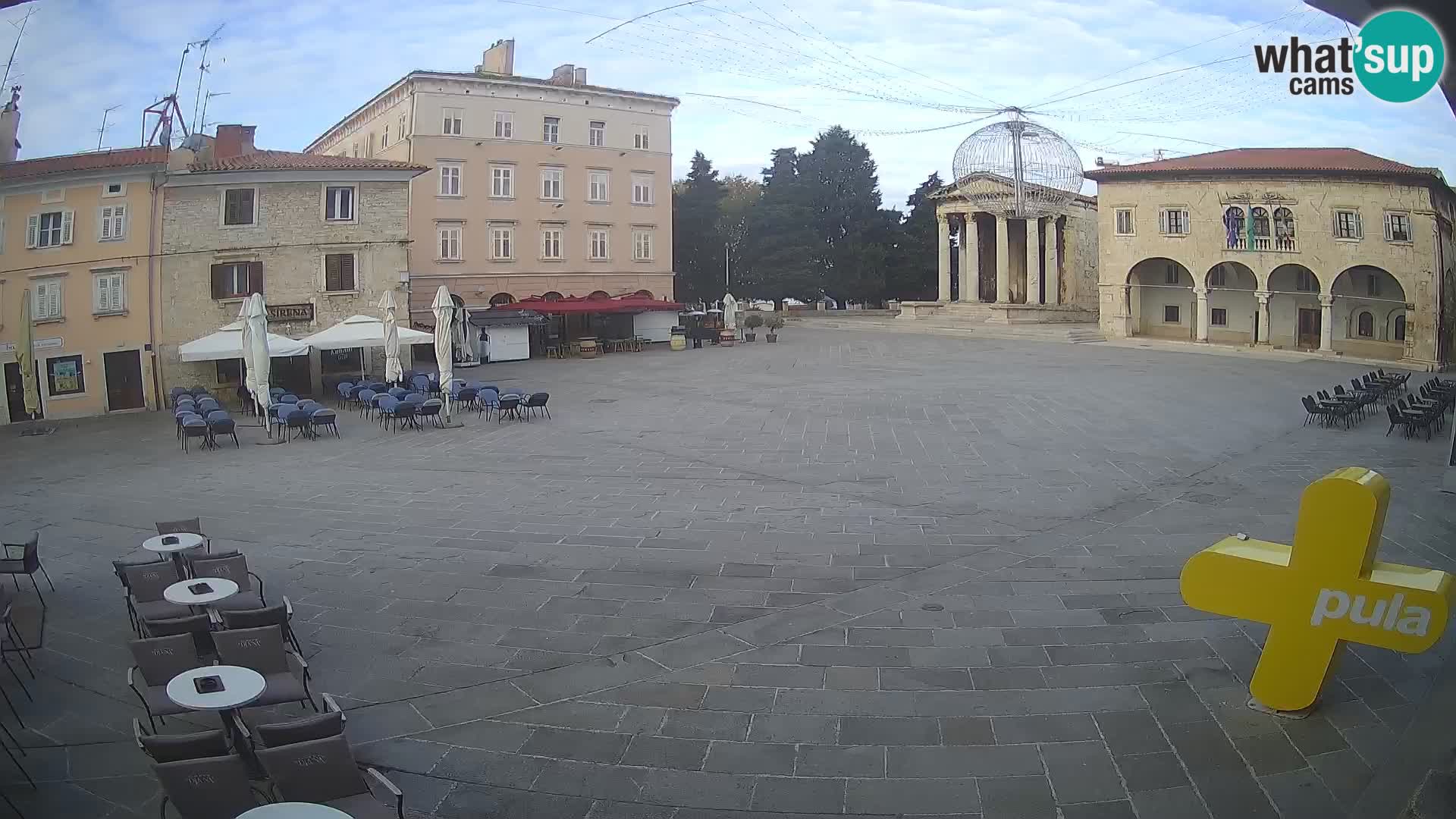 Pula webcam – Forum-Platz und Augustus-Tempel