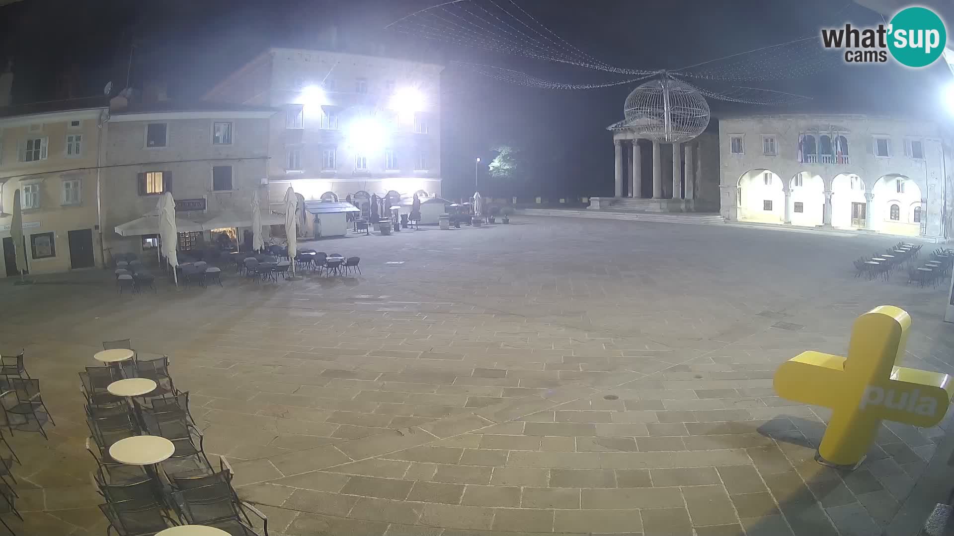 Pula webcam – Forum-Platz und Augustus-Tempel