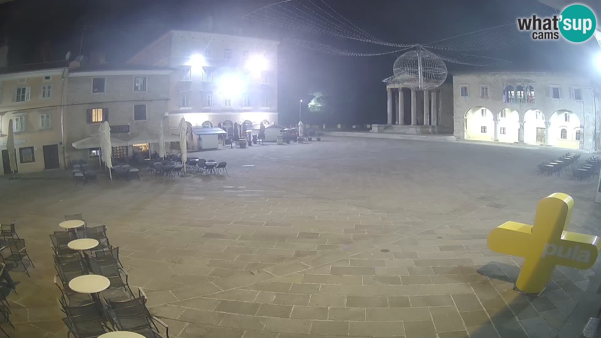 Pula webcam – Forum-Platz und Augustus-Tempel