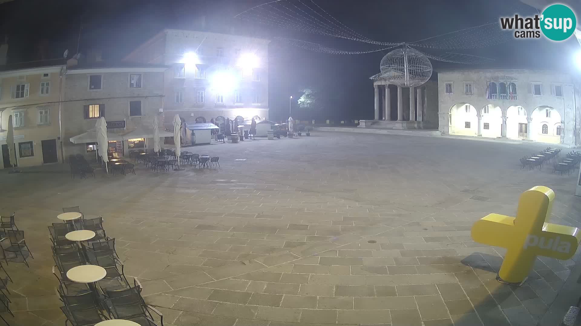 Pula webcam – Forum-Platz und Augustus-Tempel