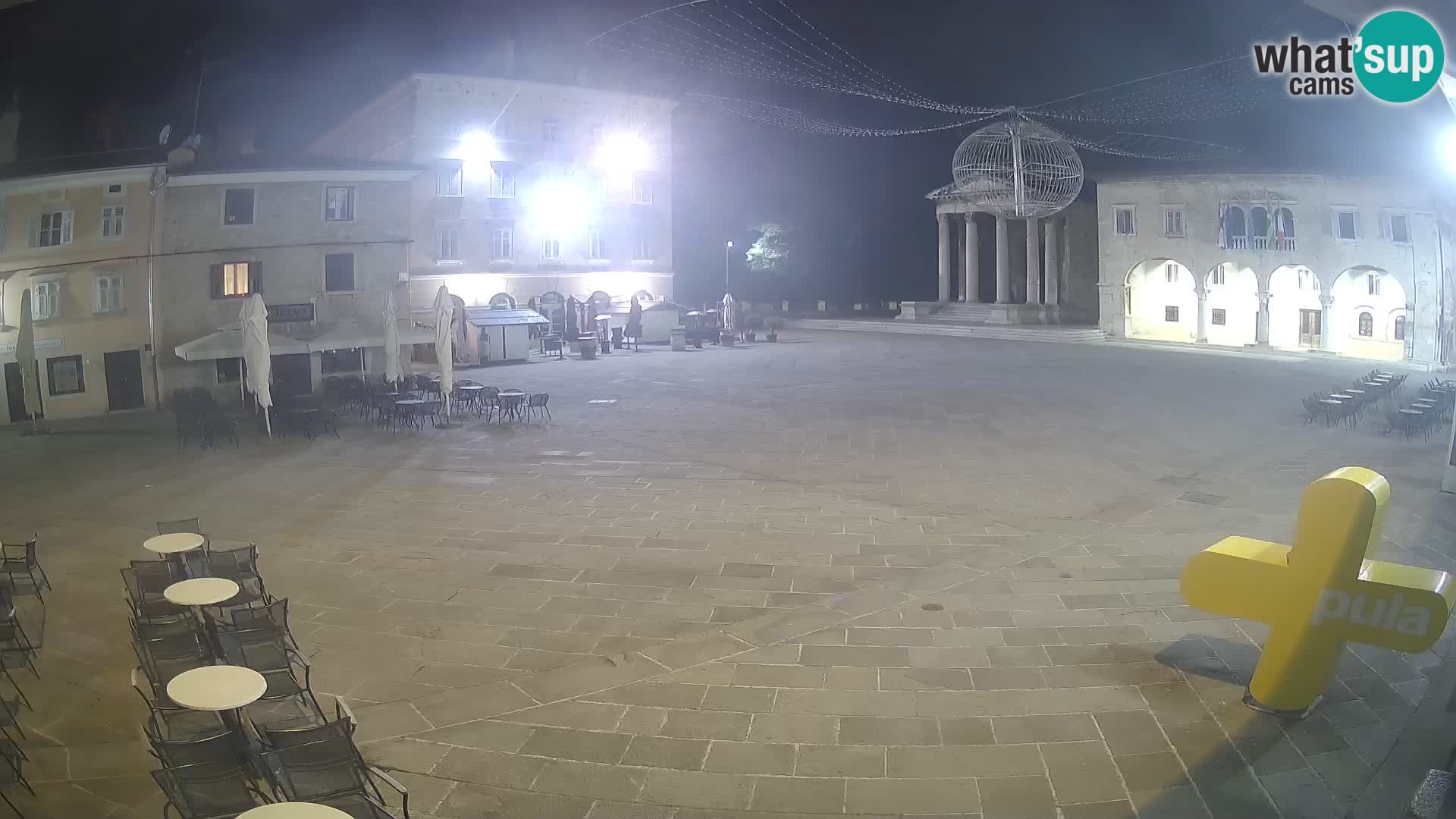 Pula webcam – Forum-Platz und Augustus-Tempel