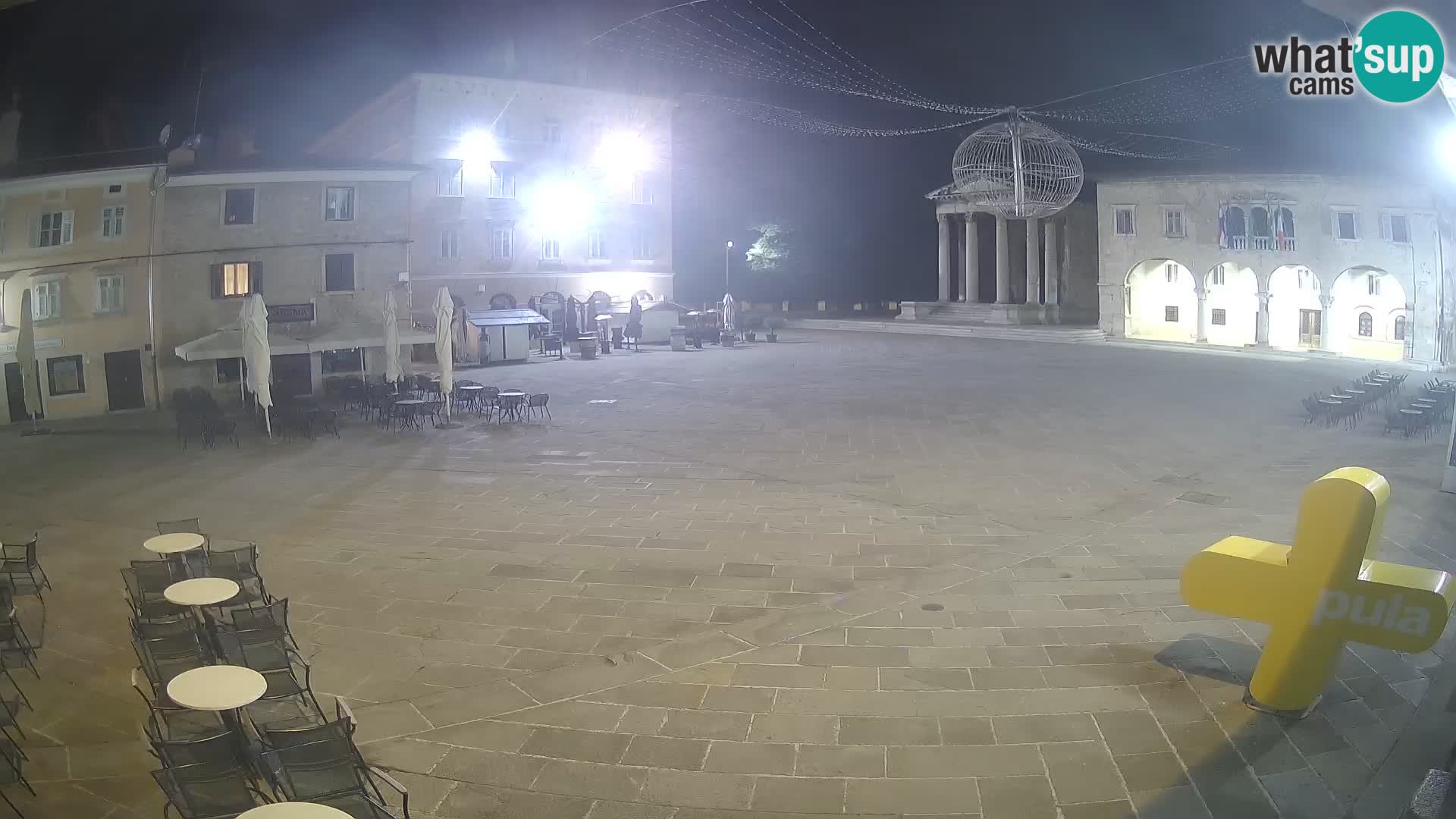 Pula webcam – Forum-Platz und Augustus-Tempel