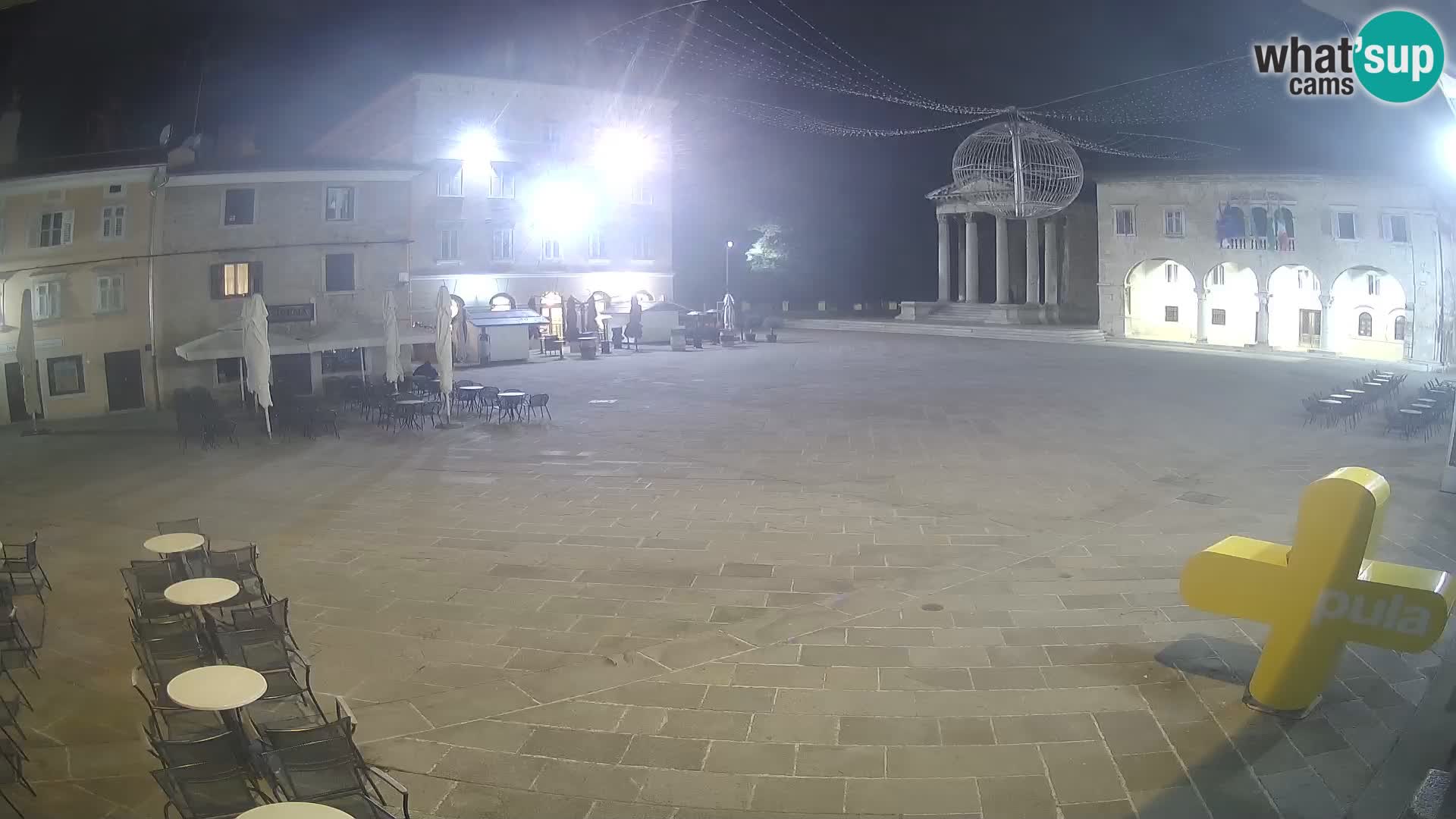 Pula webcam – Forum-Platz und Augustus-Tempel