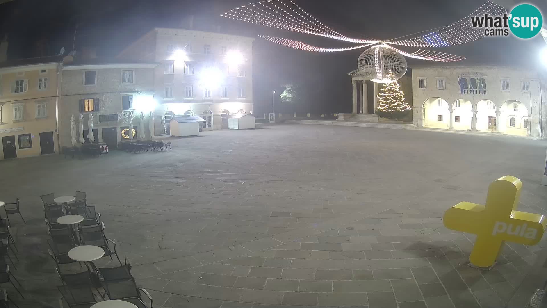 Pula webcam – Forum-Platz und Augustus-Tempel