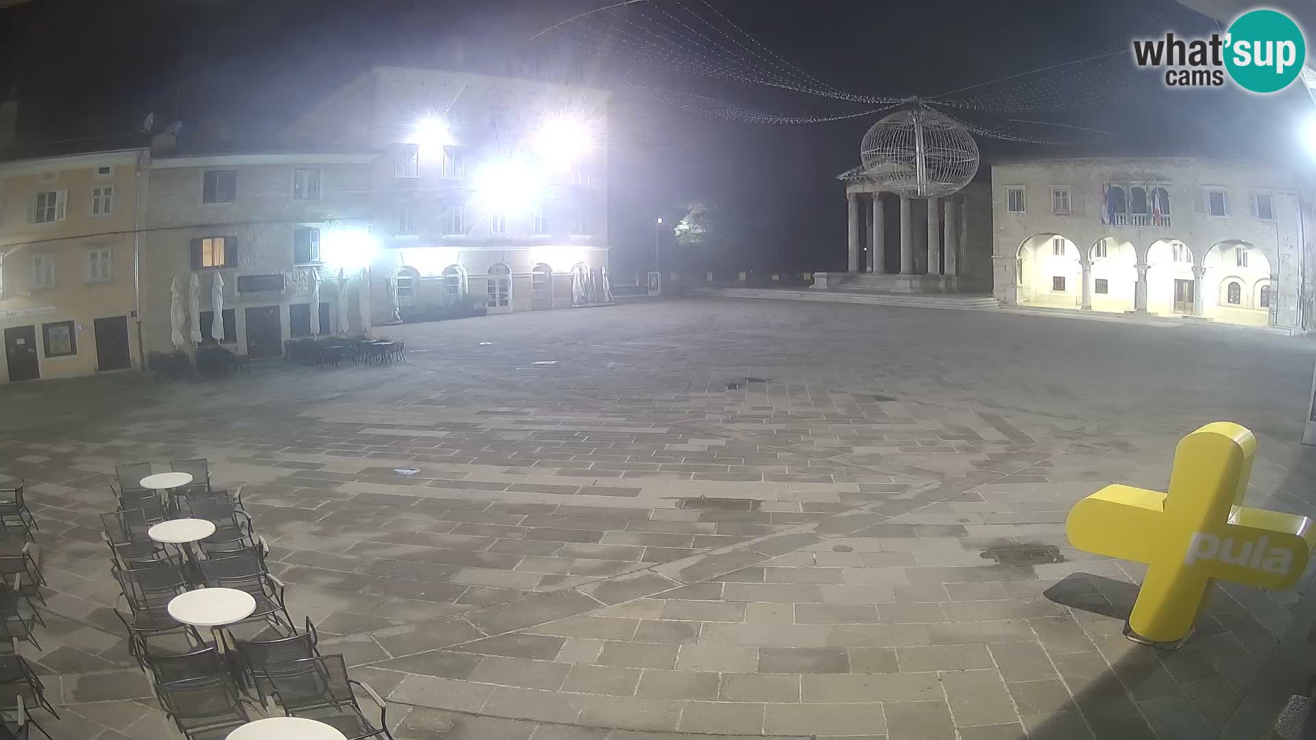 Pula webcam – Forum-Platz und Augustus-Tempel