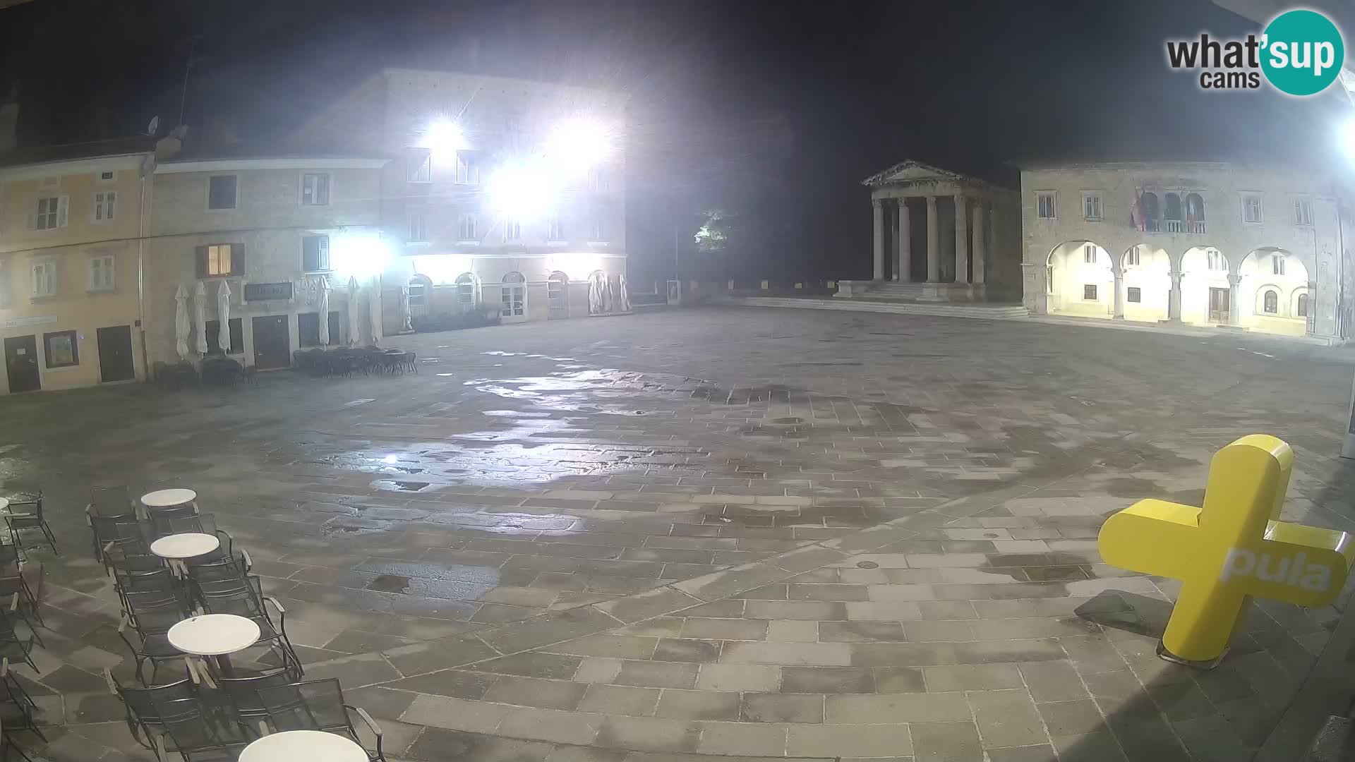 Pula webcam – Forum-Platz und Augustus-Tempel