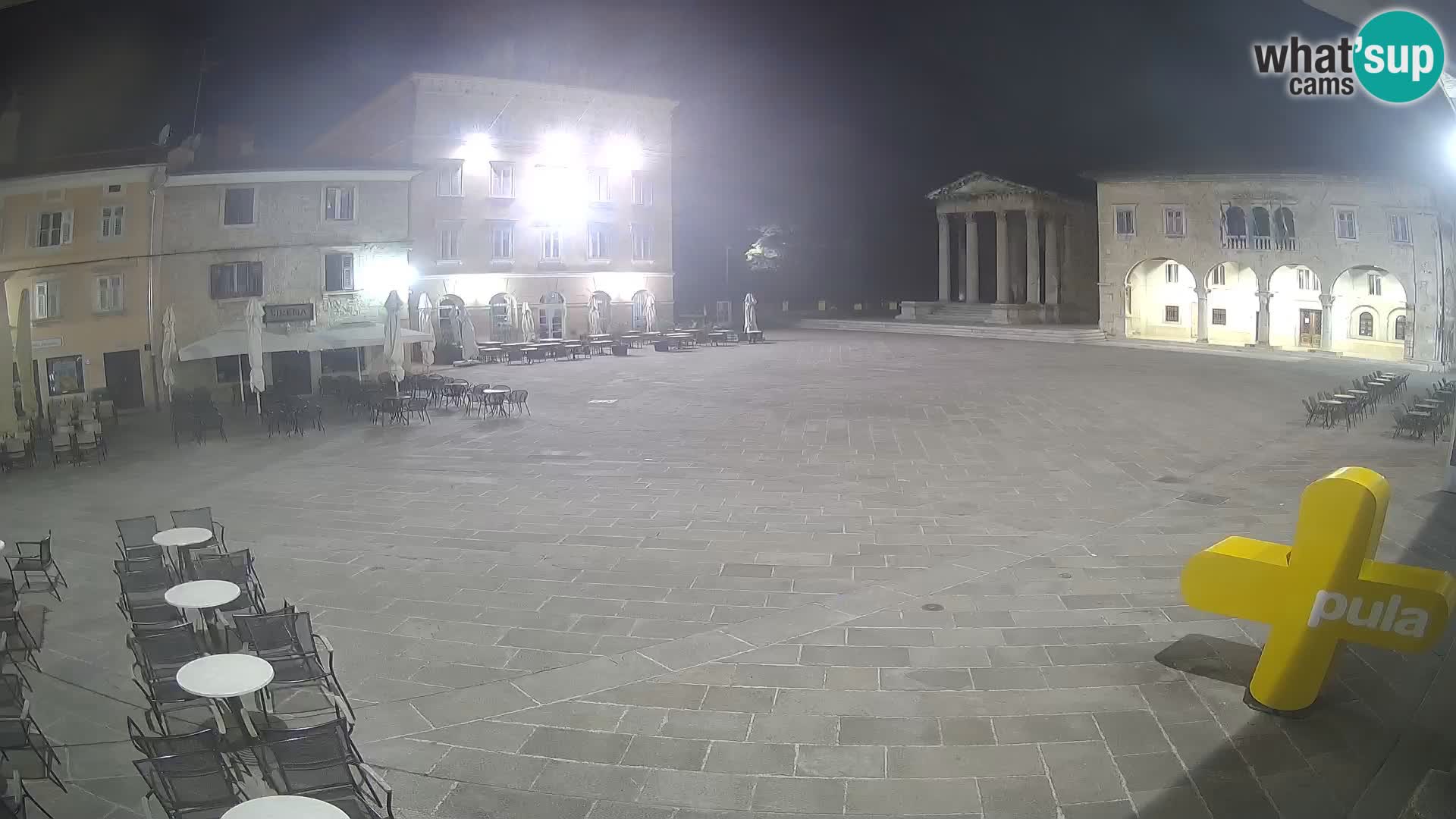 Pula webcam – Forum-Platz und Augustus-Tempel