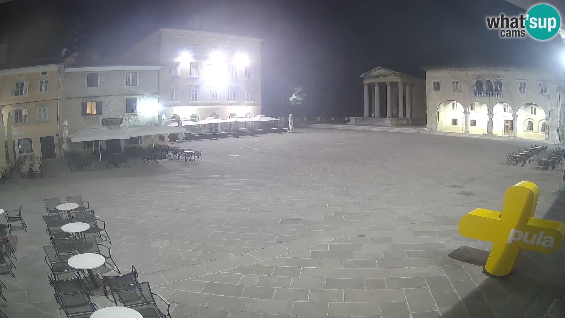 Pula webcam – Forum-Platz und Augustus-Tempel