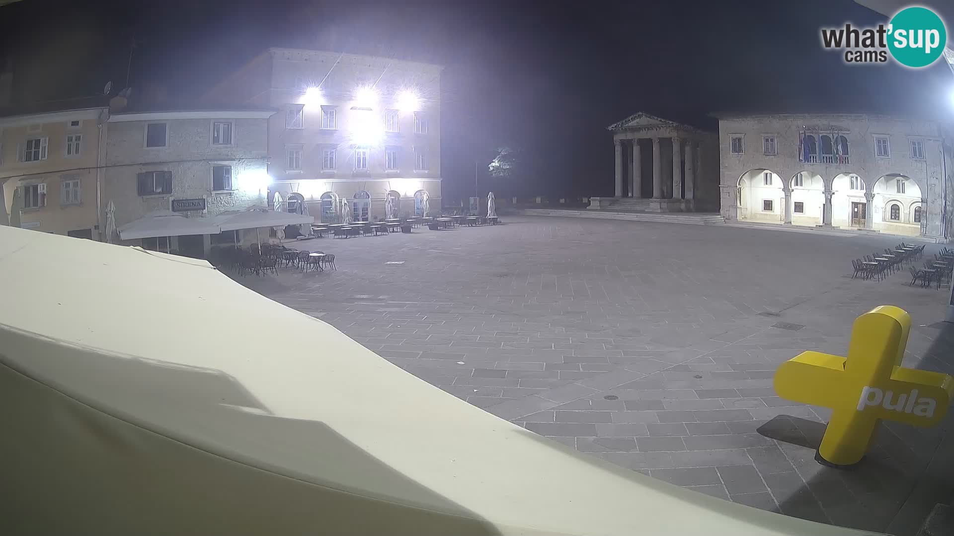 Pula webcam – Forum-Platz und Augustus-Tempel