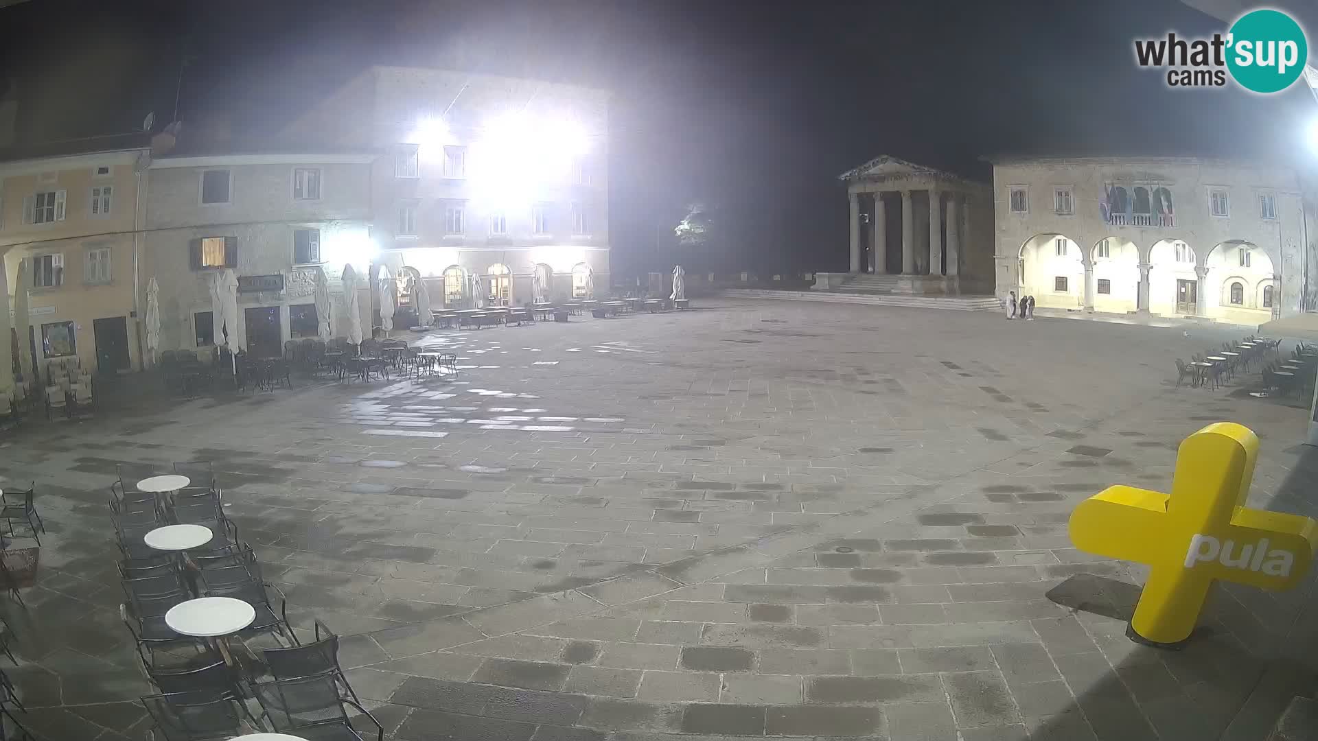 Pula webcam – Forum-Platz und Augustus-Tempel