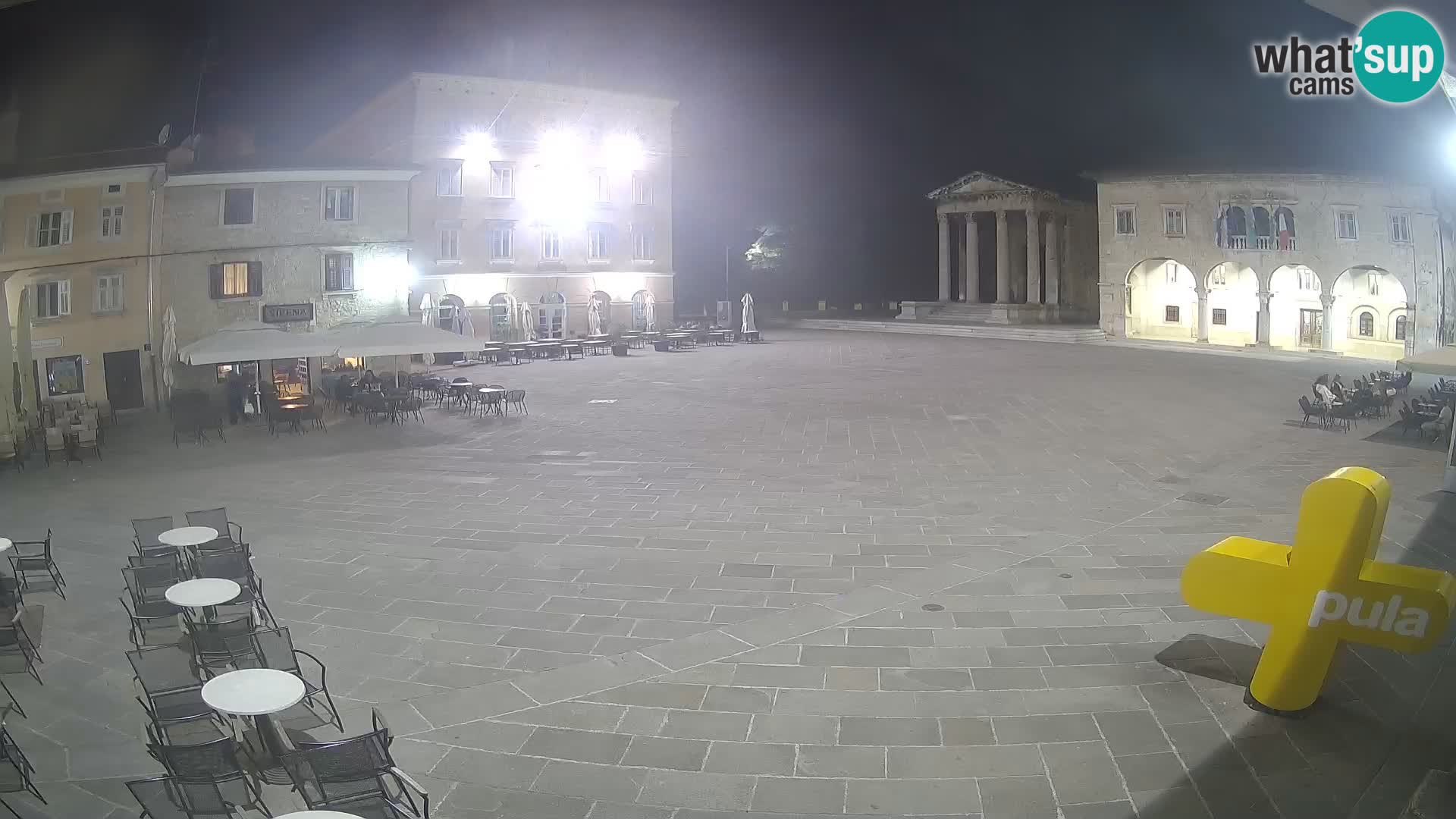 Pula webcam – Forum-Platz und Augustus-Tempel