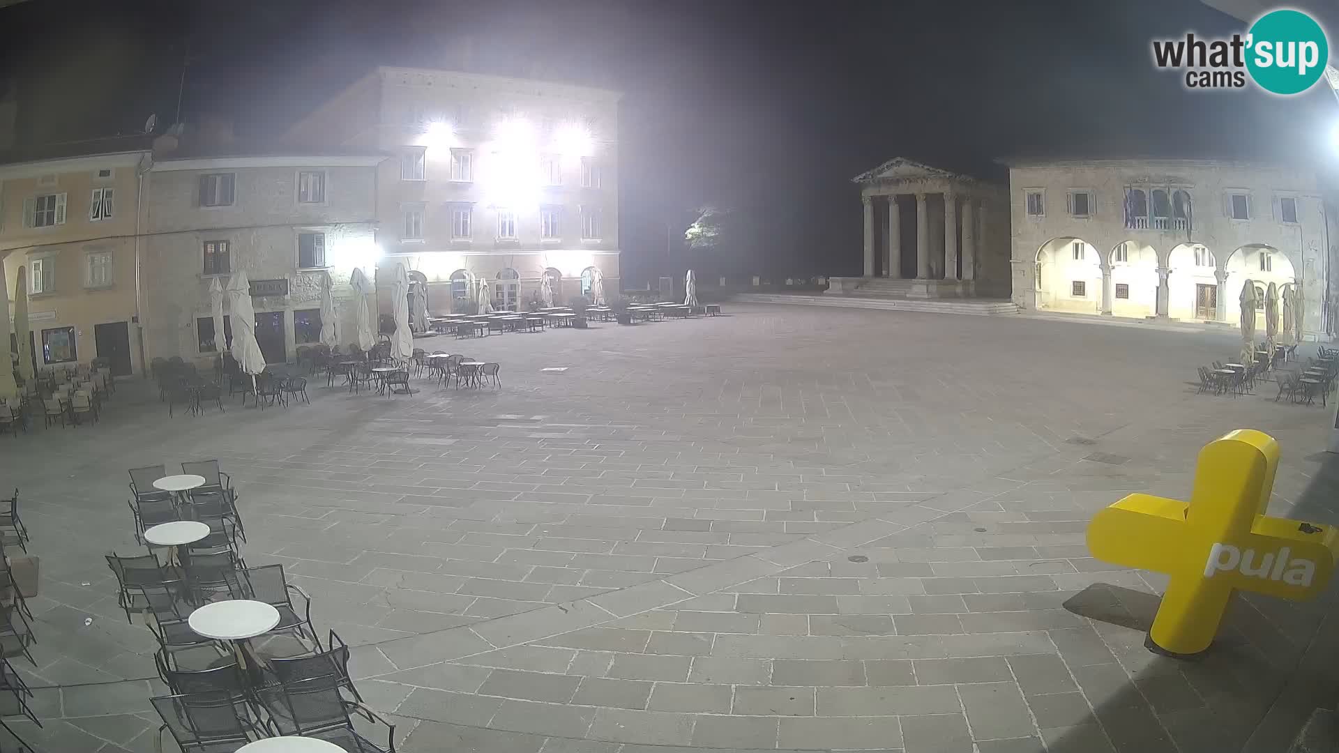 Pula webcam – Forum-Platz und Augustus-Tempel