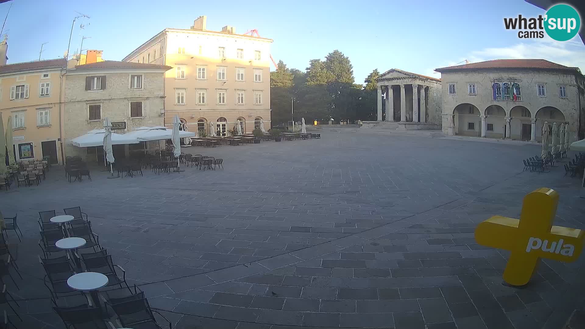 Pula webcam – Forum-Platz und Augustus-Tempel