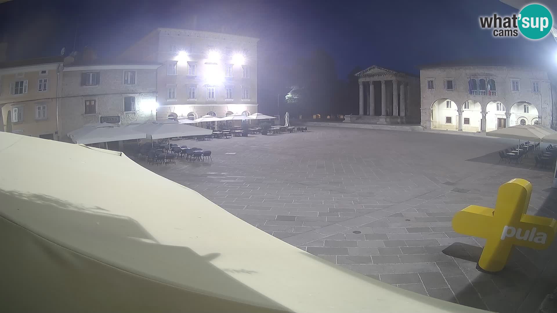 Pula webcam – Forum-Platz und Augustus-Tempel