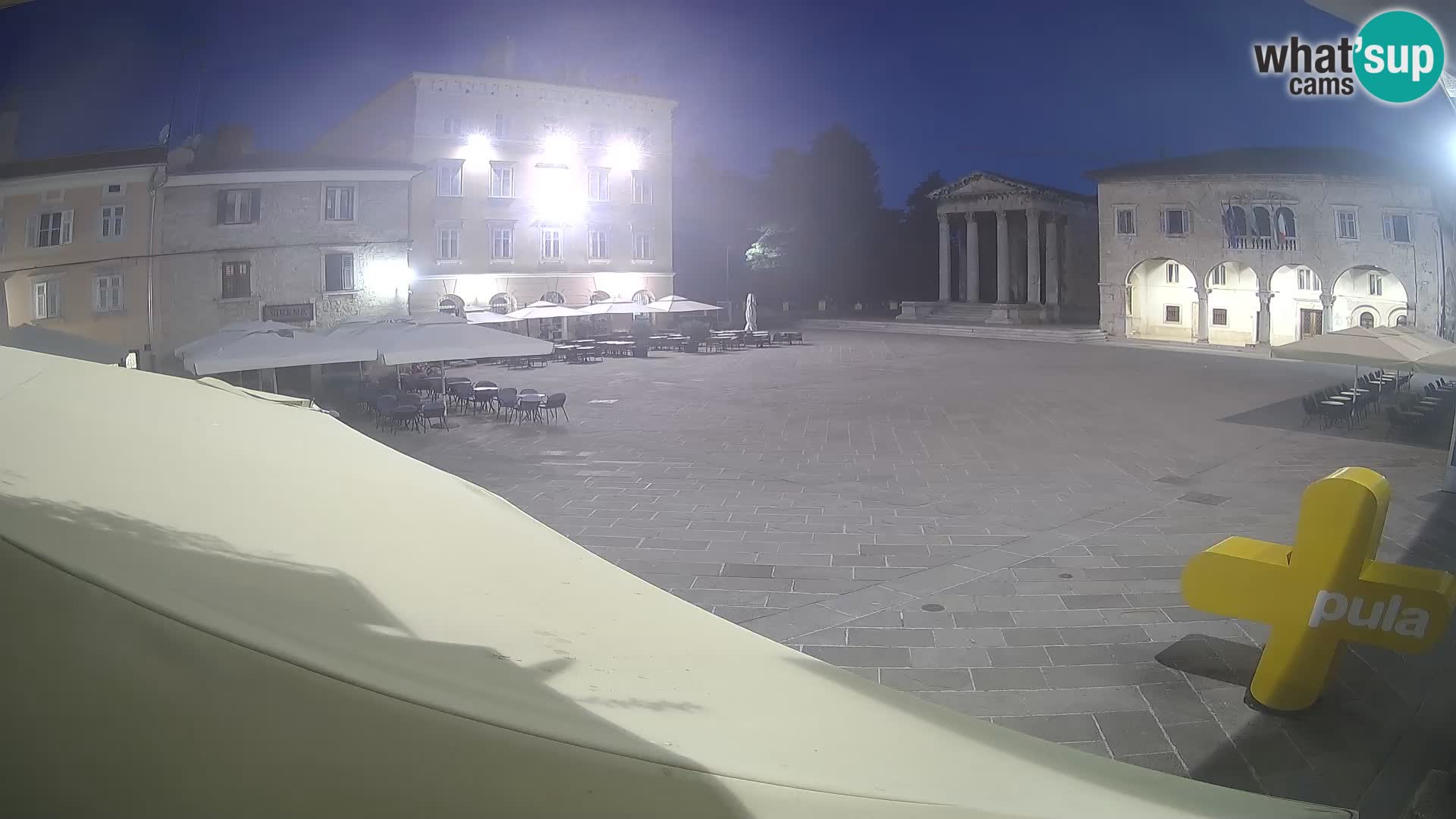 Pula webcam – Forum-Platz und Augustus-Tempel