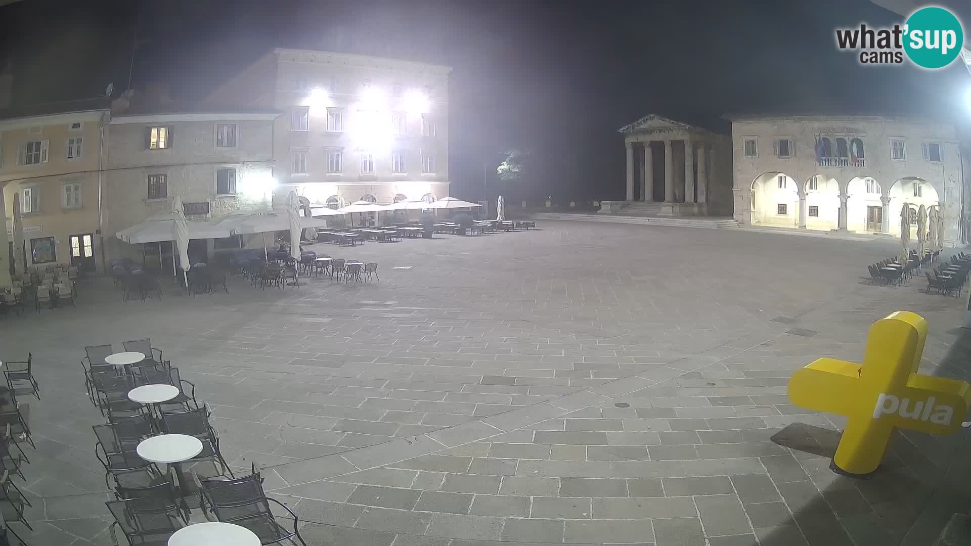Pula webcam – Forum-Platz und Augustus-Tempel