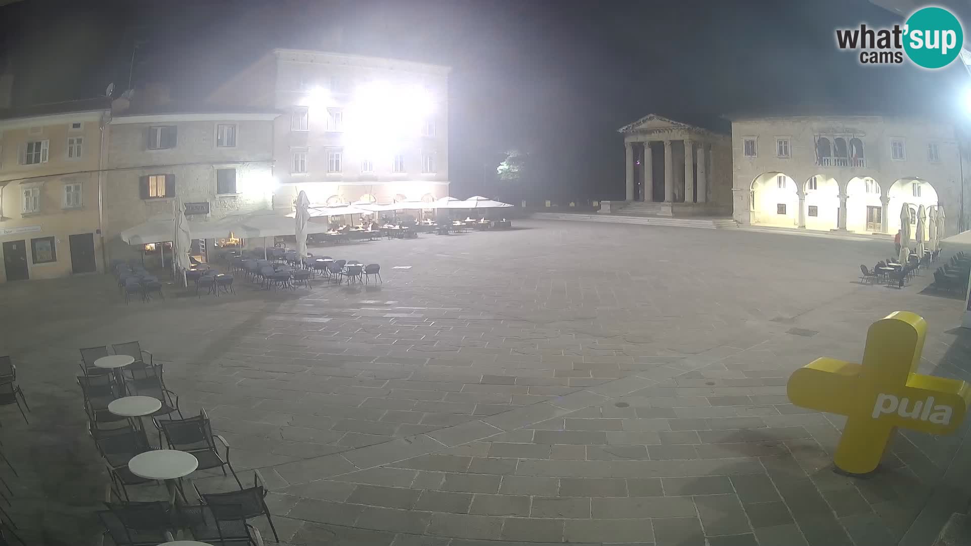 Pula webcam – Forum-Platz und Augustus-Tempel