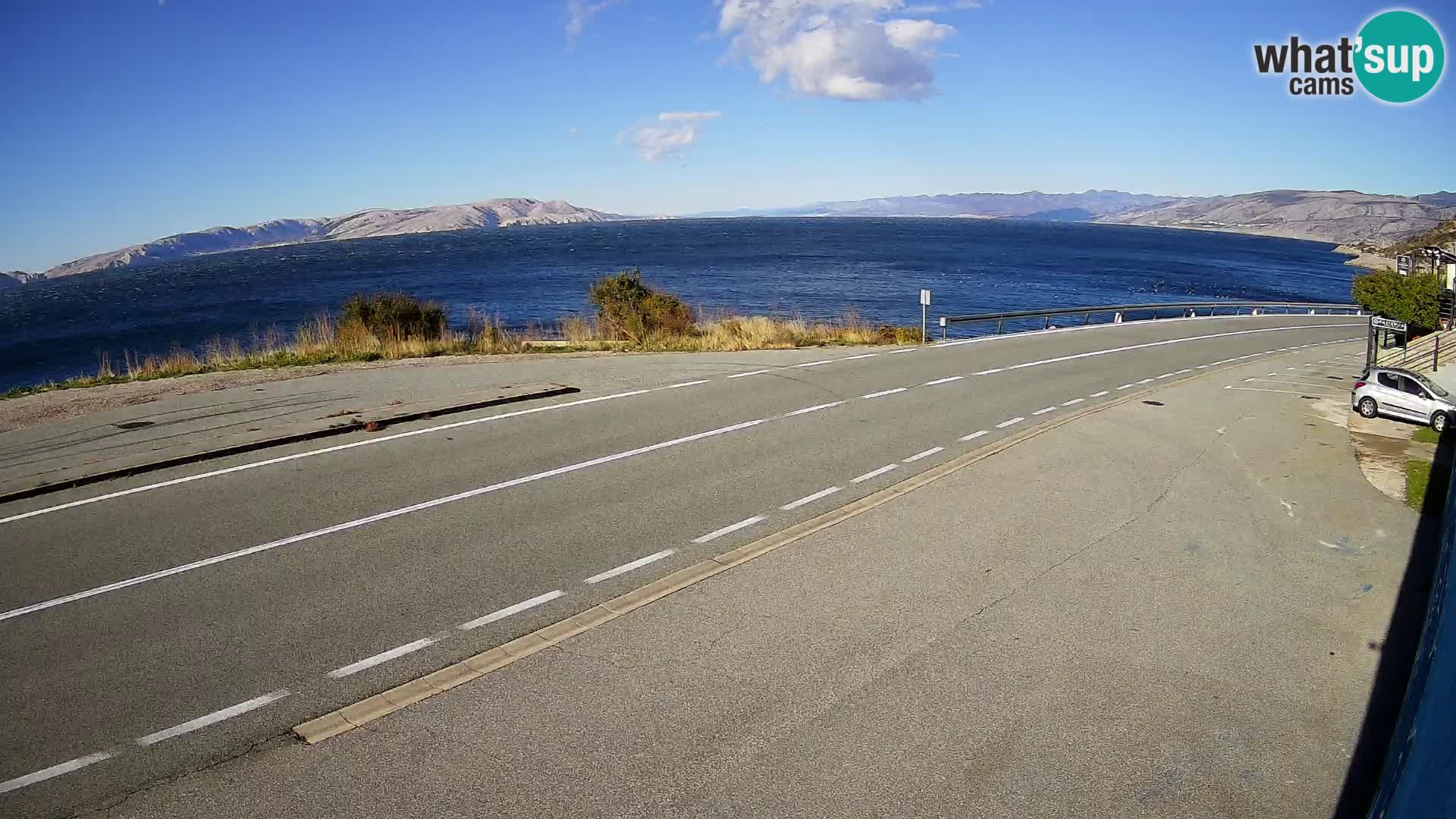 Webcam Adria-Autobahn D8 bei SENJ – Blick auf die Insel KRK