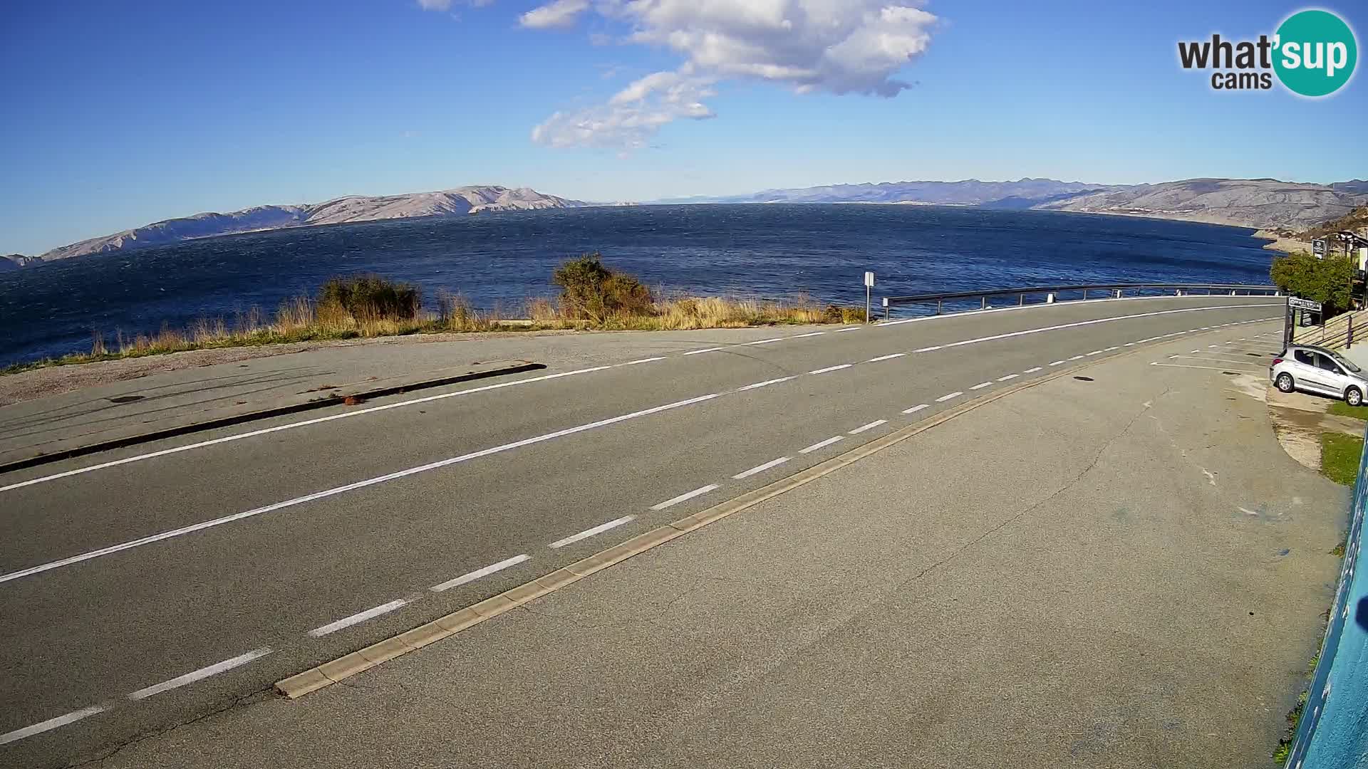 Webcam Adria-Autobahn D8 bei SENJ – Blick auf die Insel KRK