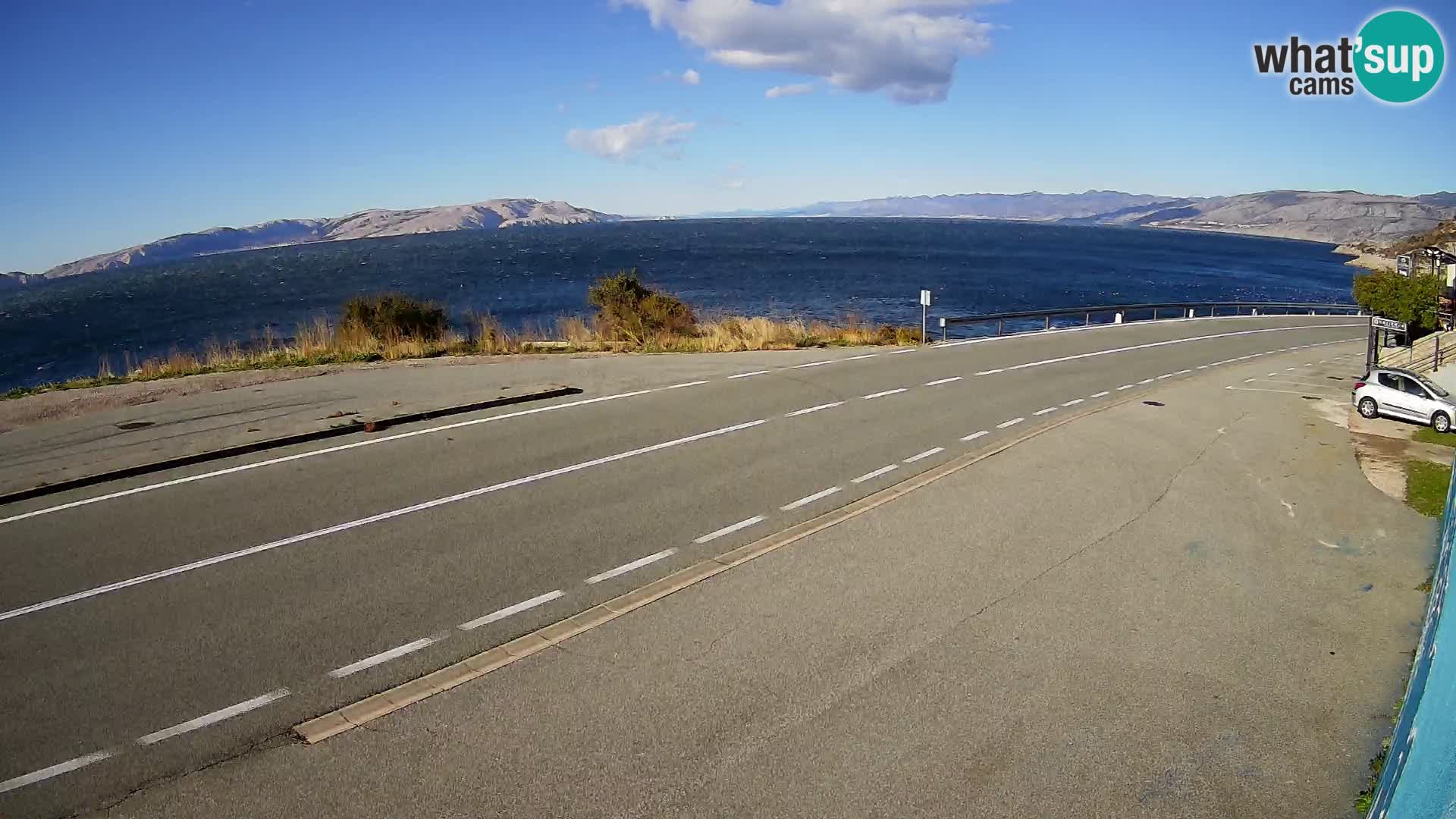 Webcam autopista adriática D8 cerca de SENJ – vista de la isla de KRK