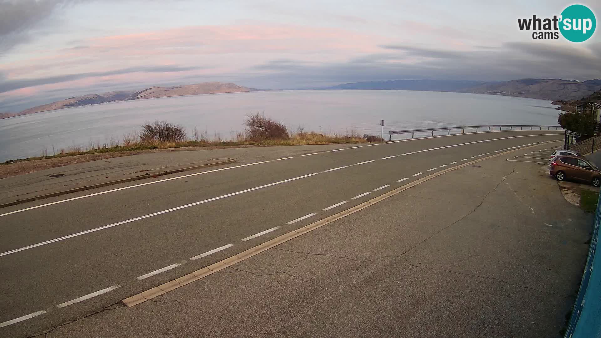 Webcam Adriatic highway D8 near SENJ – view to KRK island