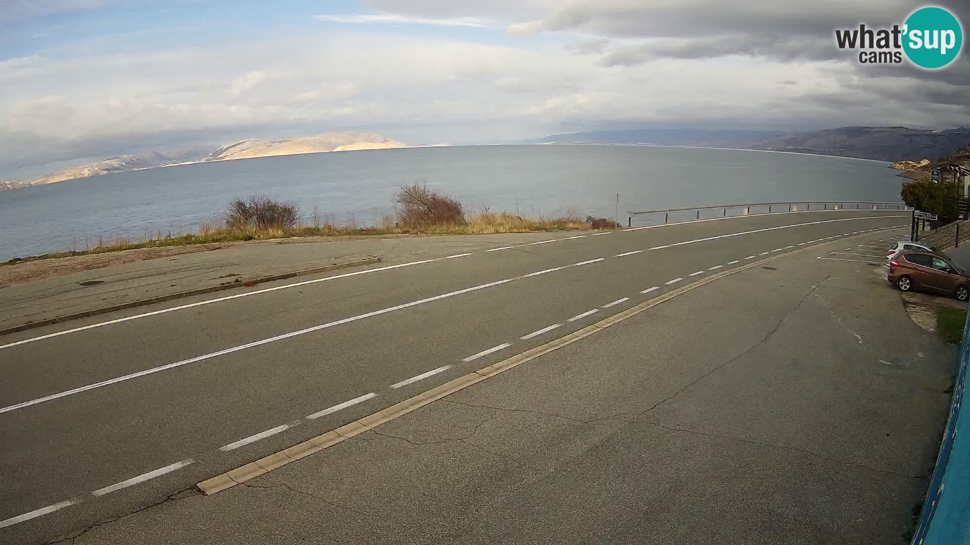 Webcam Adriatic highway D8 near SENJ – view to KRK island