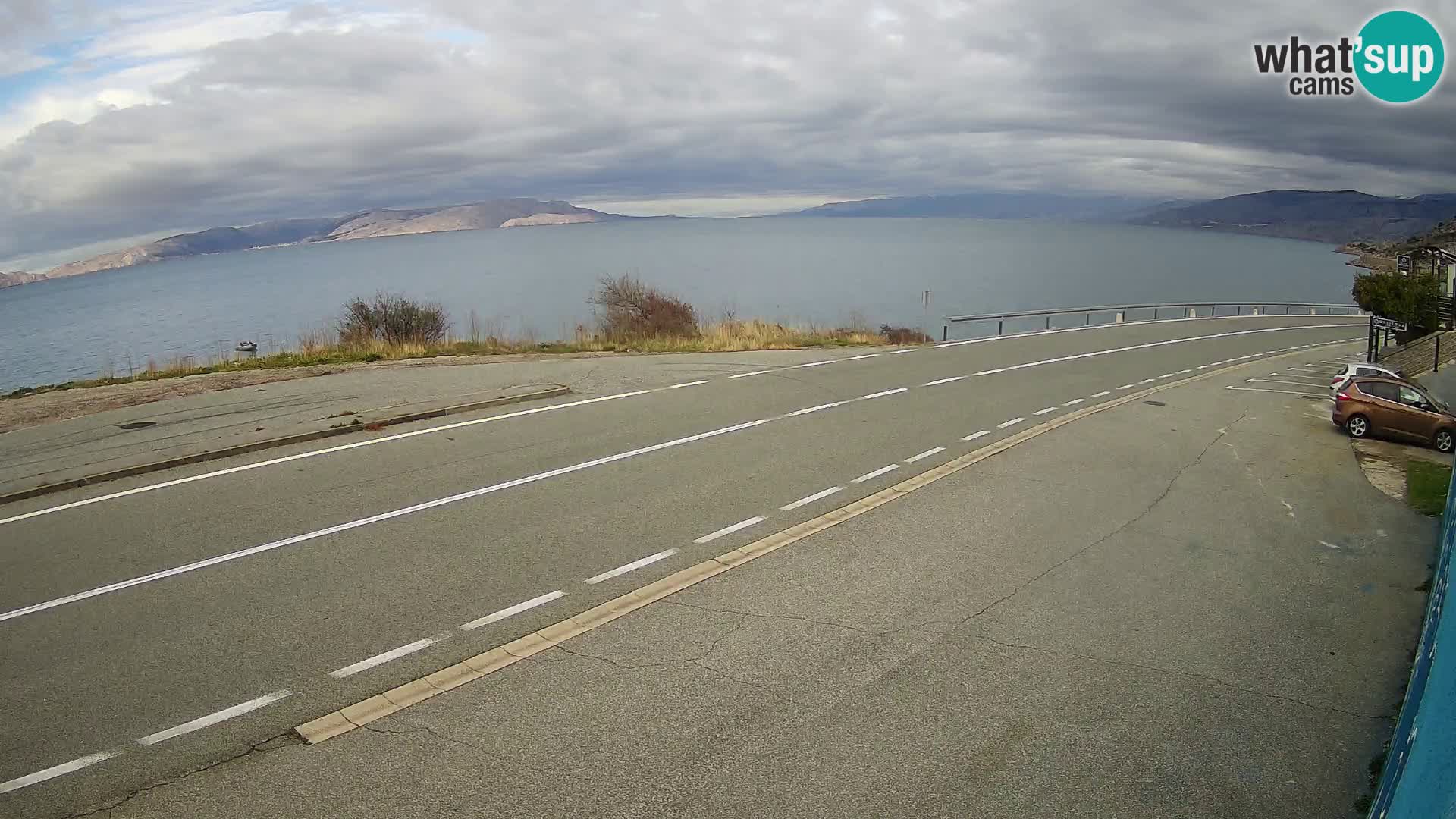 Webcam Adriatic highway D8 near SENJ – view to KRK island