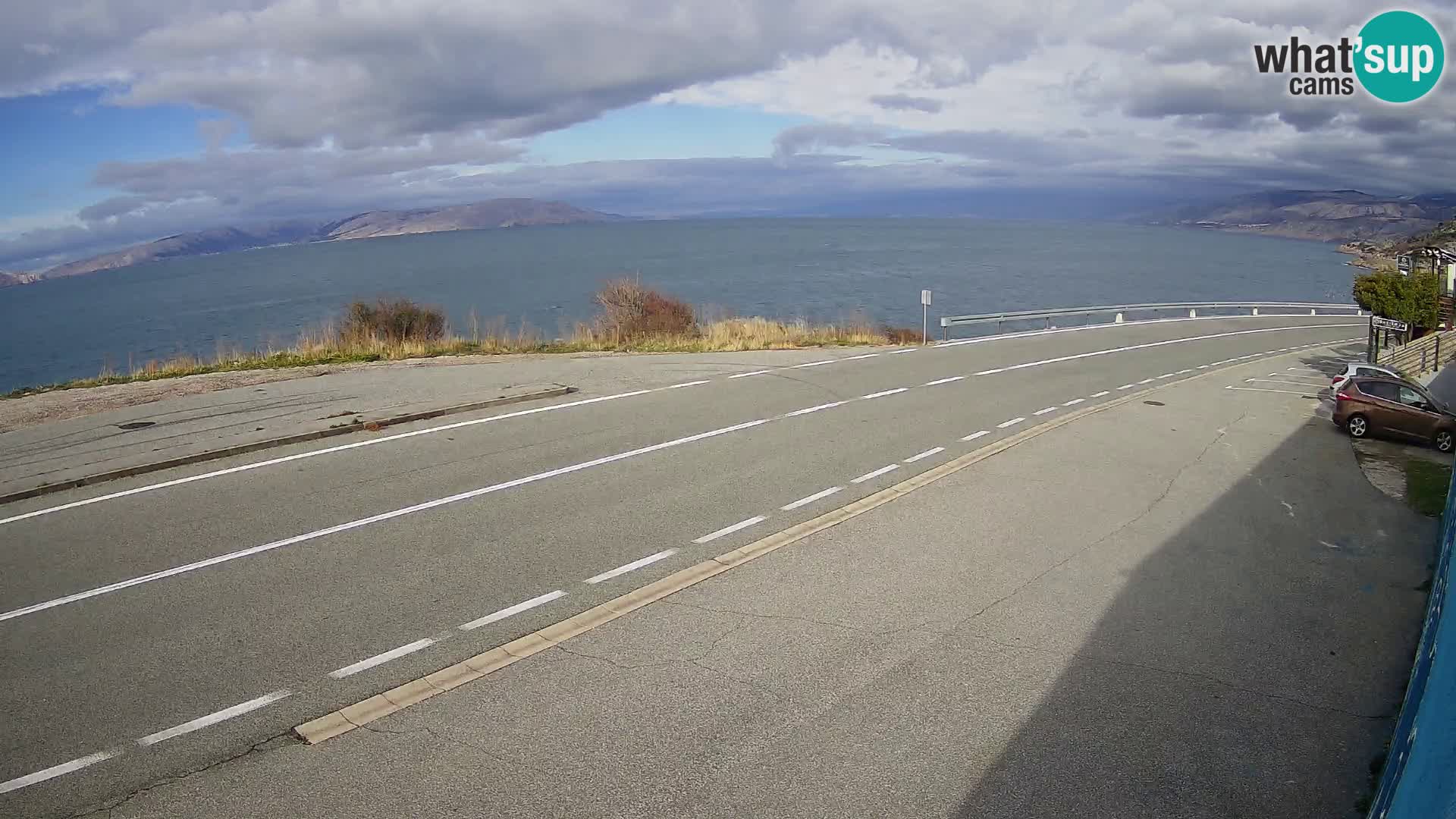 Webcam Adria-Autobahn D8 bei SENJ – Blick auf die Insel KRK