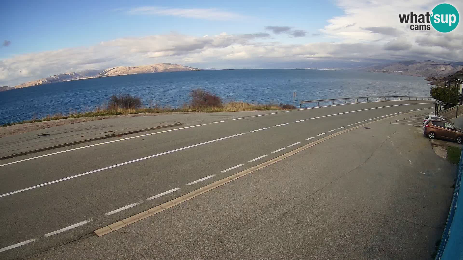 Webcam Adriatic highway D8 near SENJ – view to KRK island