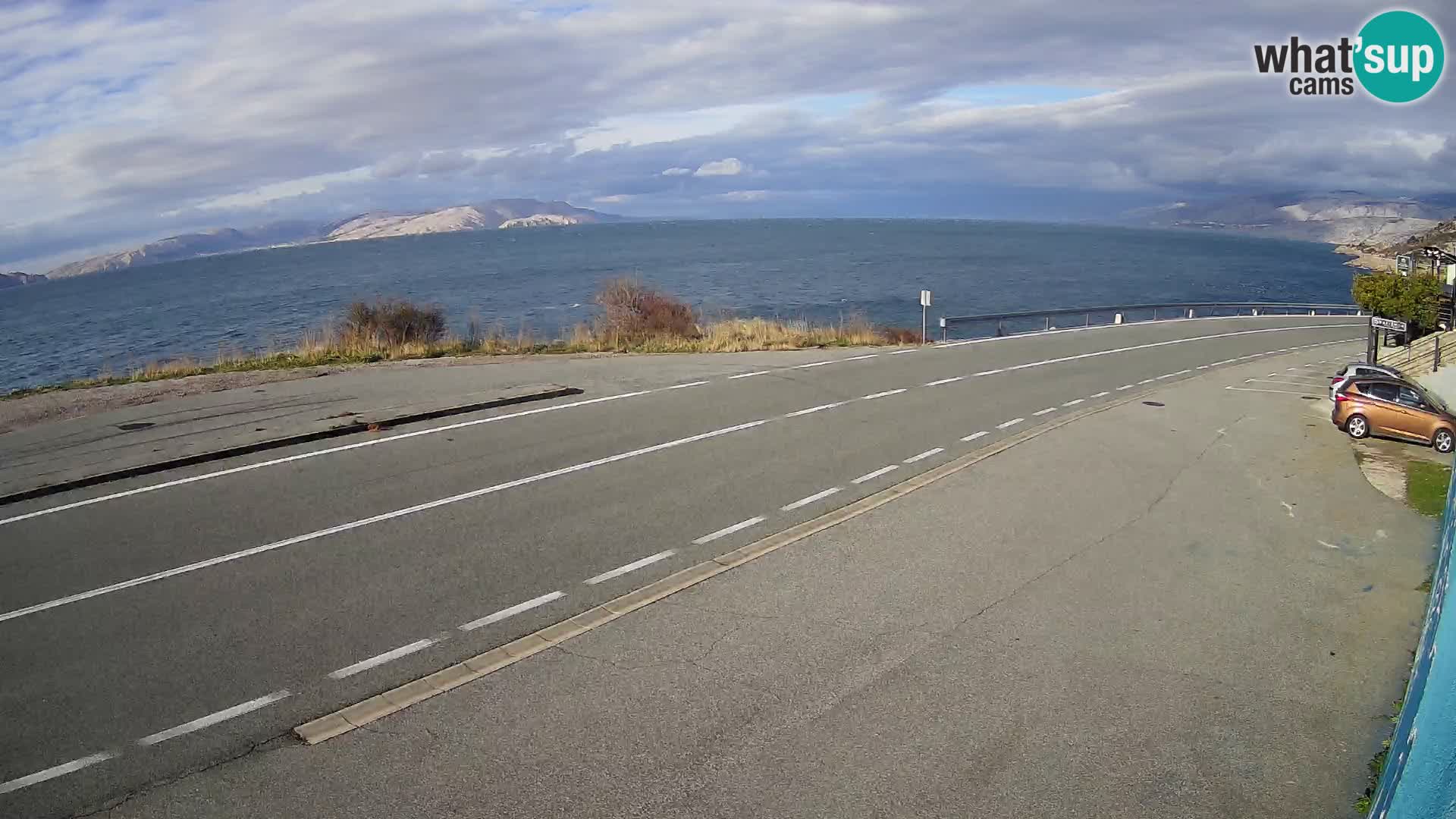 Webcam Adriatic highway D8 near SENJ – view to KRK island