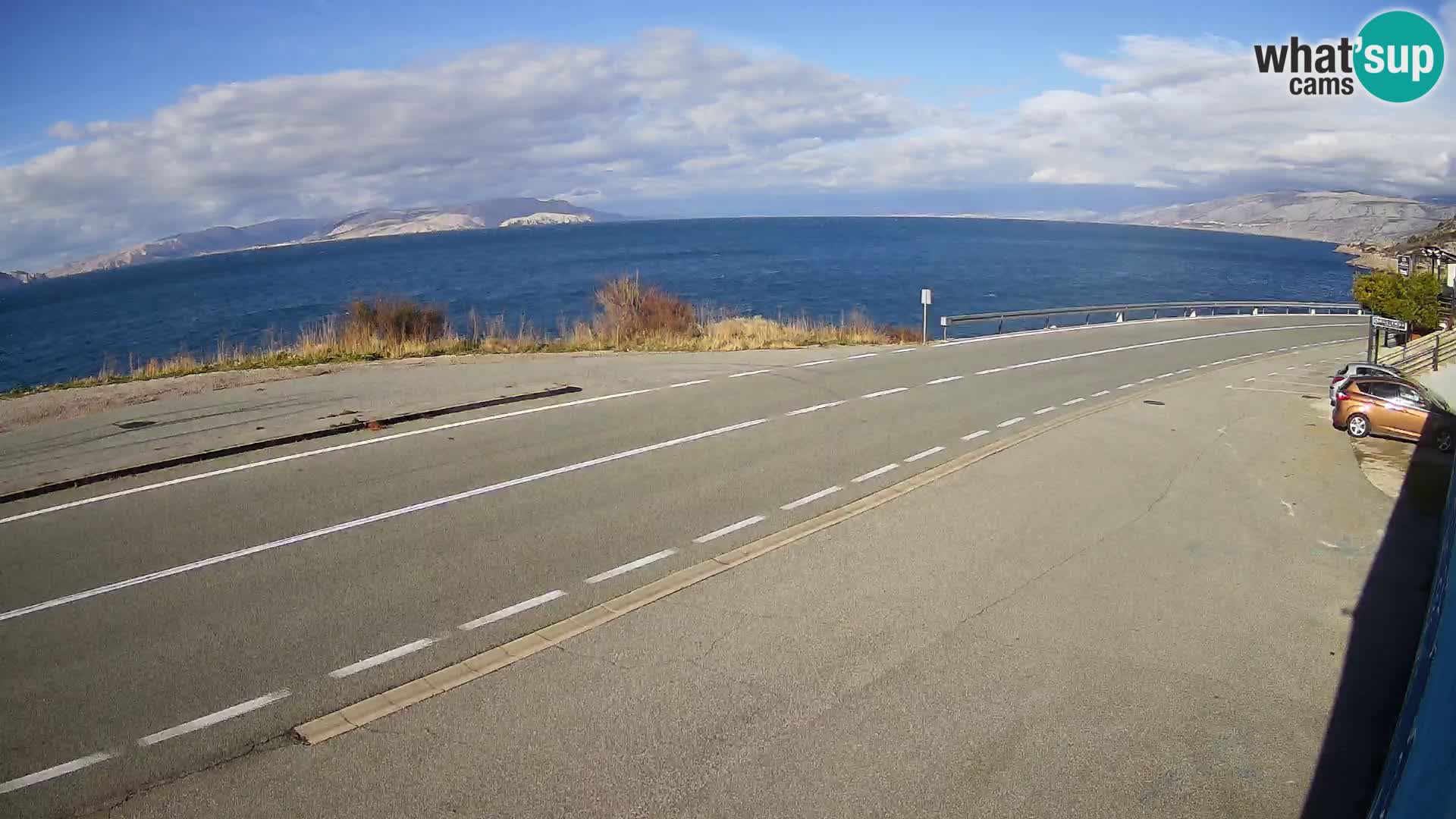 Webcam Adria-Autobahn D8 bei SENJ – Blick auf die Insel KRK