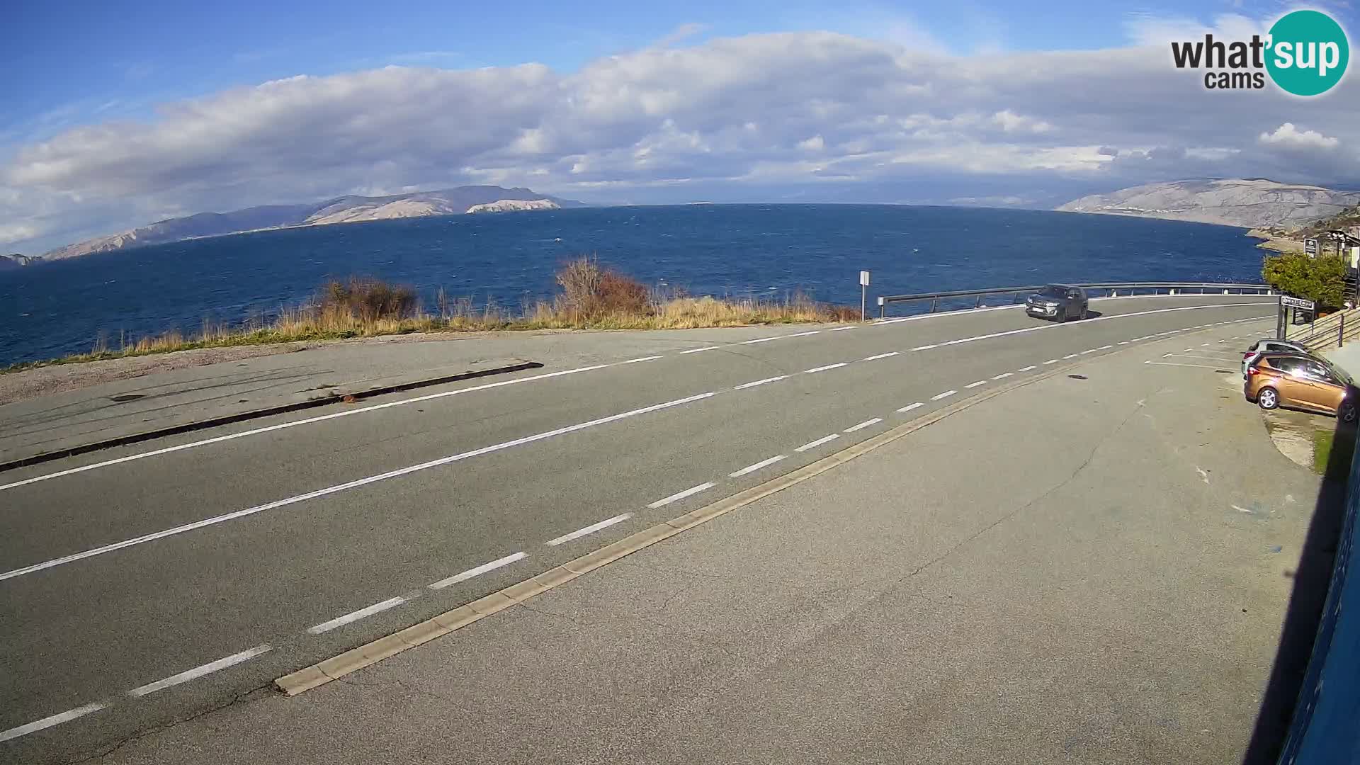 Webcam Adria-Autobahn D8 bei SENJ – Blick auf die Insel KRK