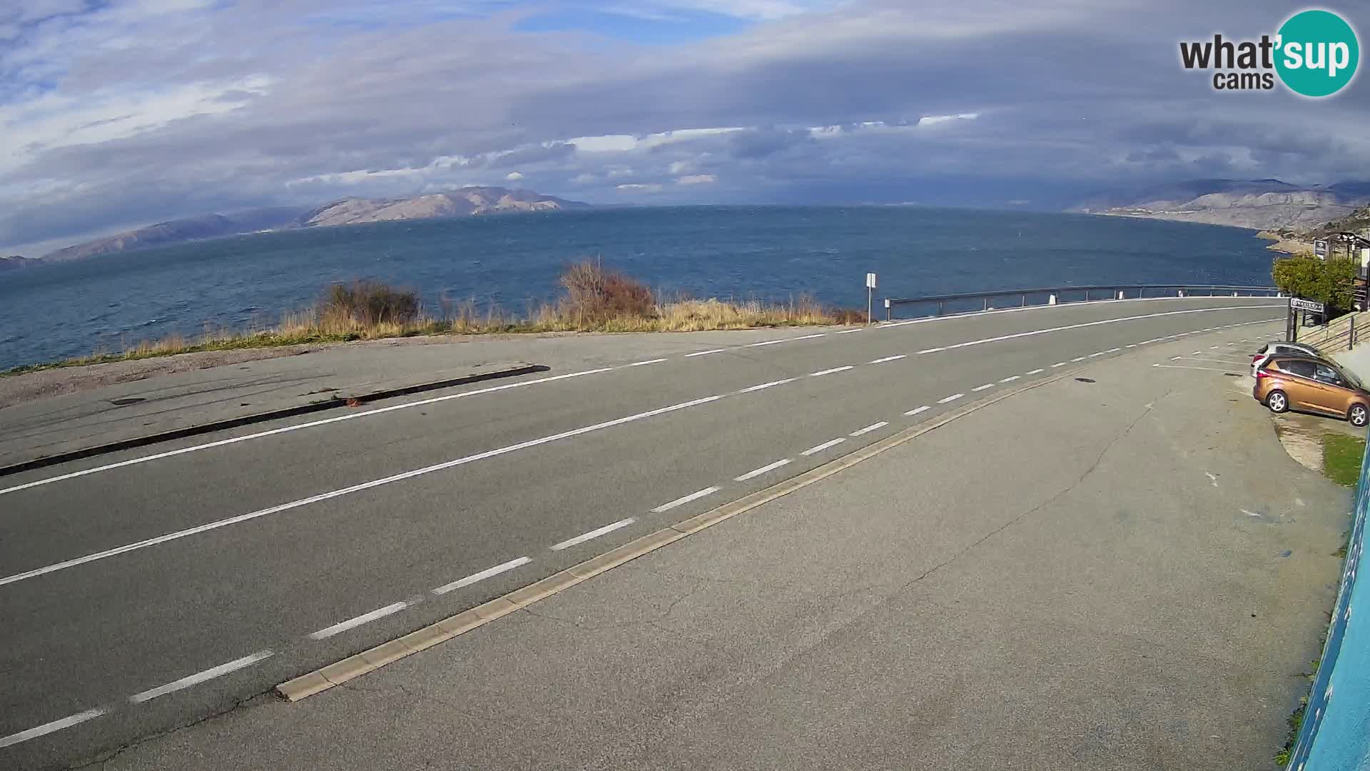 Webcam Adriatic highway D8 near SENJ – view to KRK island