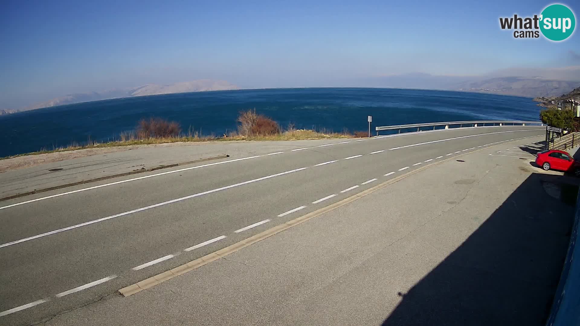 Webcam Adriatic highway D8 near SENJ – view to KRK island