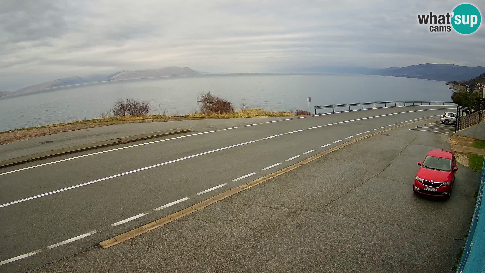 Webcam Adriatic highway D8 near SENJ – view to KRK island