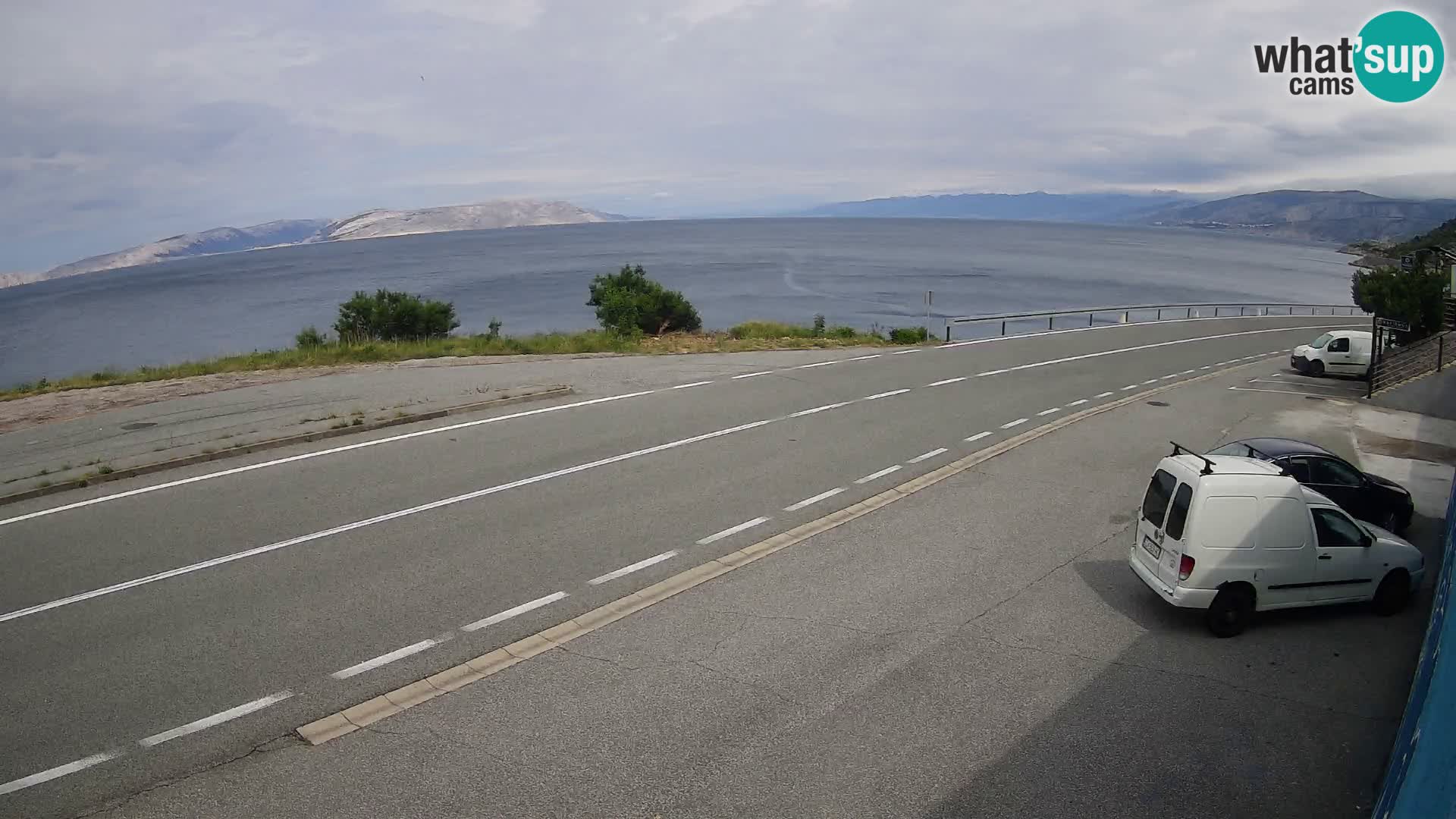 Webcam Adriatic highway D8 near SENJ – view to KRK island