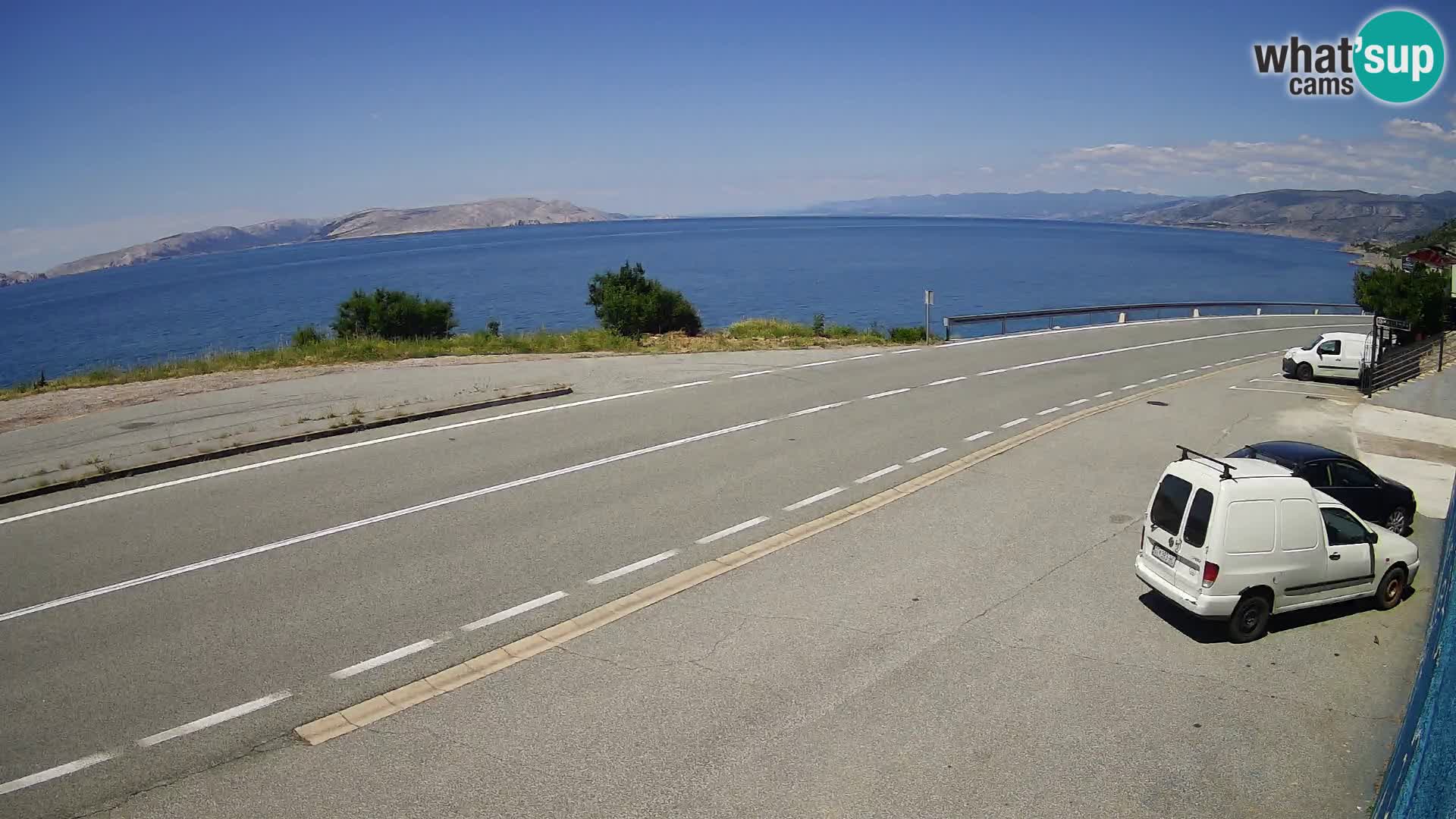 Webcam Adriatic highway D8 near SENJ – view to KRK island