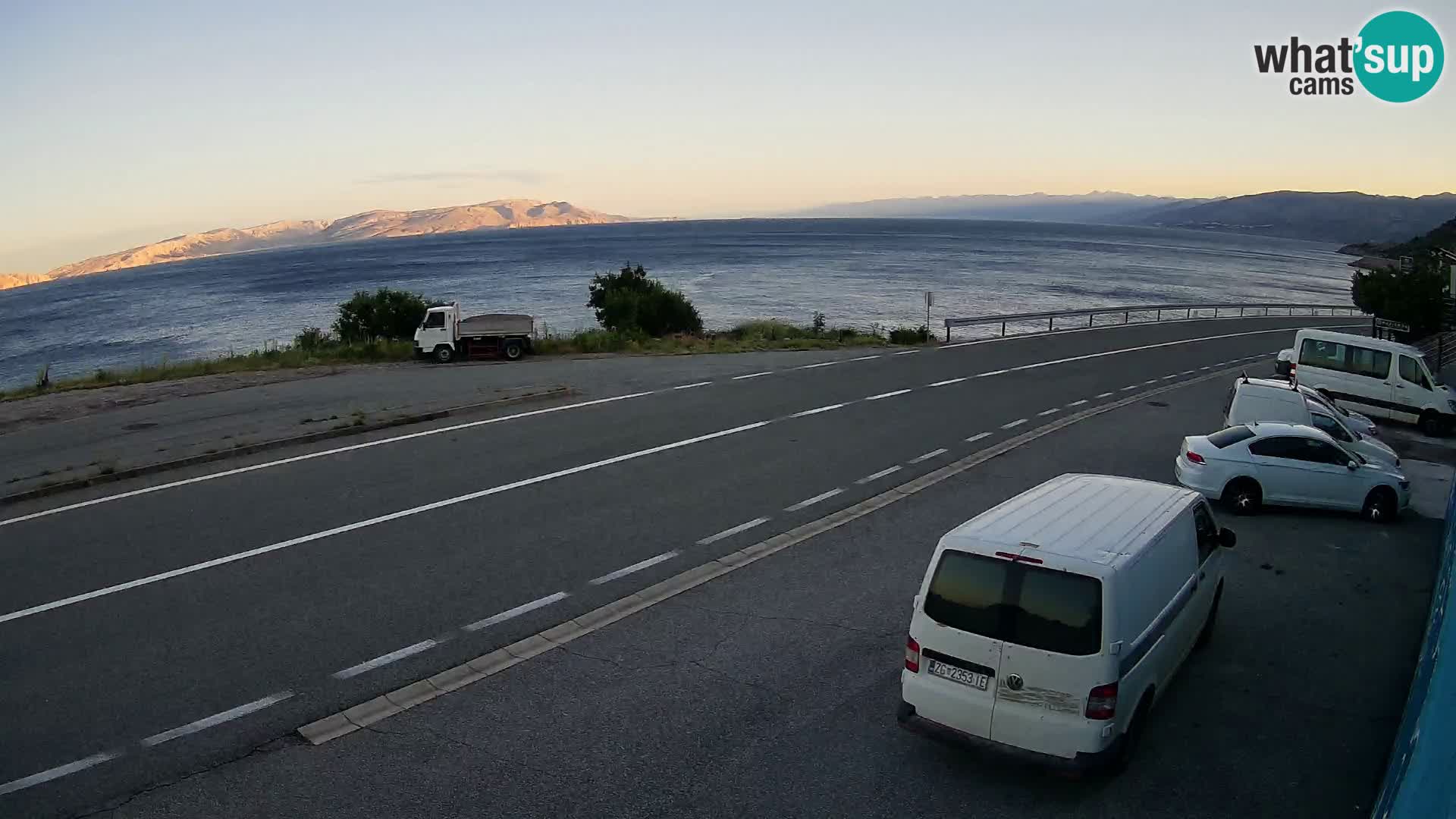 Webcam Adriatic highway D8 near SENJ – view to KRK island