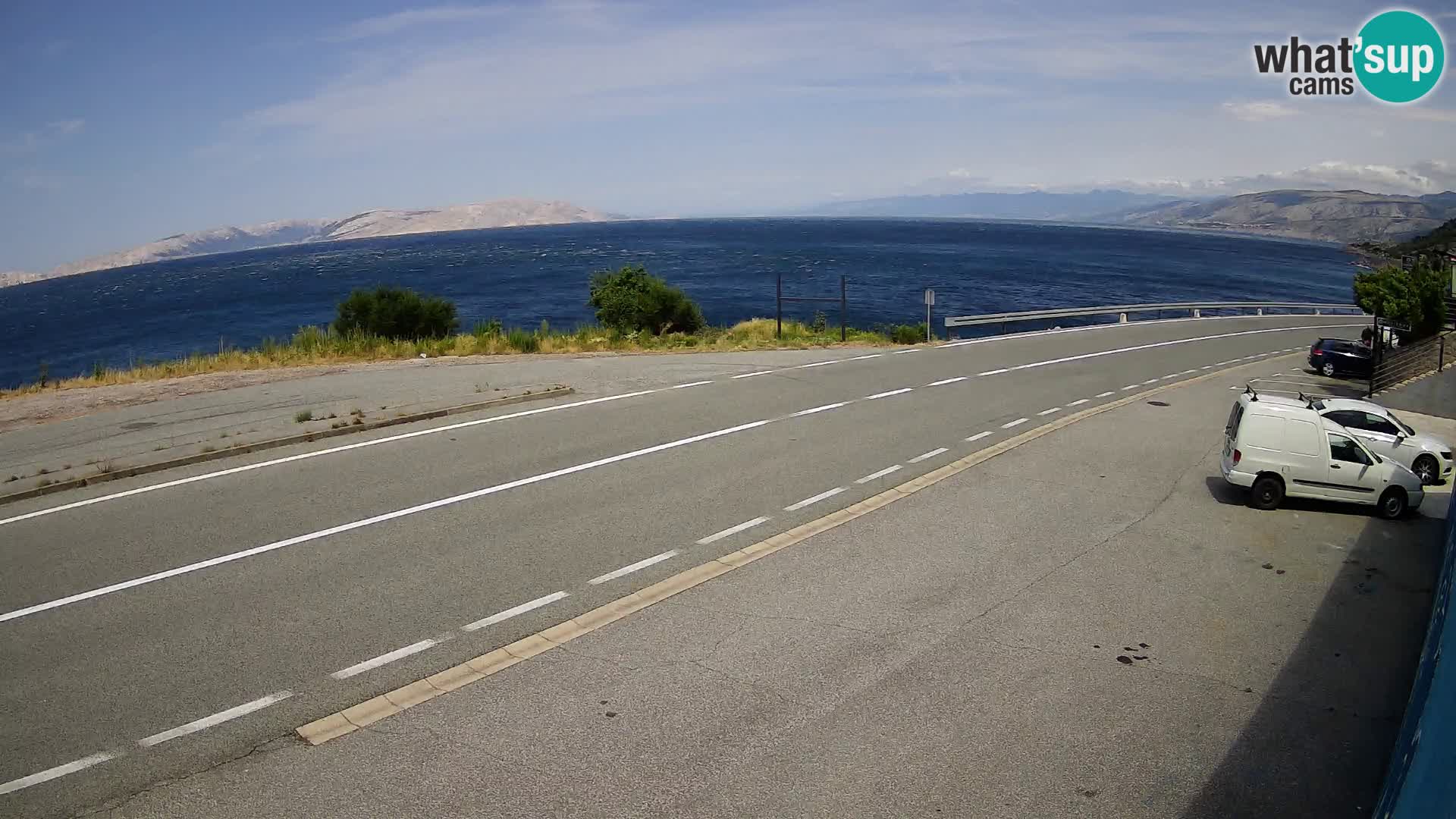 Webcam Adriatic highway D8 near SENJ – view to KRK island