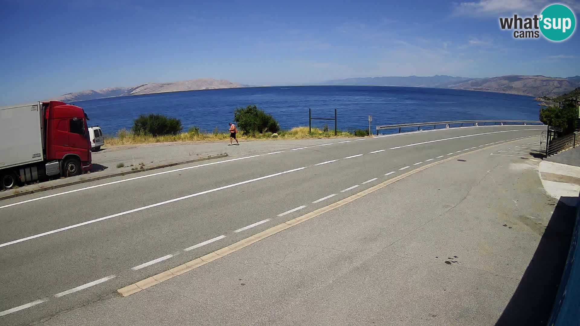 Webcam Adriatic highway D8 near SENJ – view to KRK island