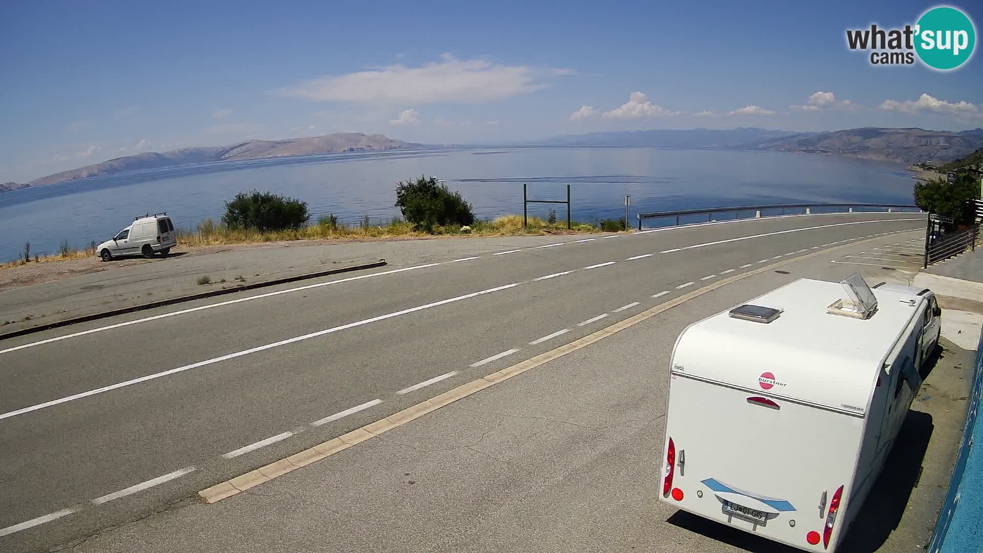 Webcam autoroute Adriatique D8 près de SENJ – vue sur l’île de KRK