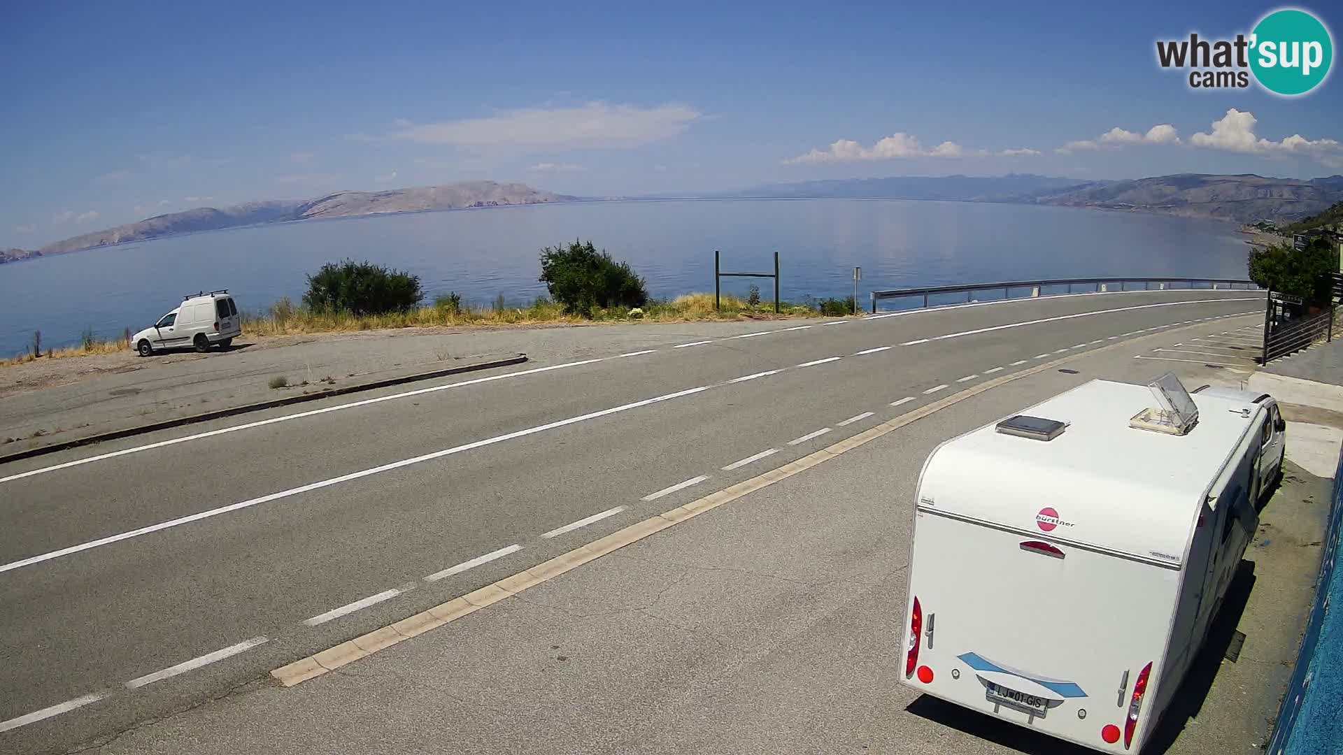 Webcam Adria-Autobahn D8 bei SENJ – Blick auf die Insel KRK