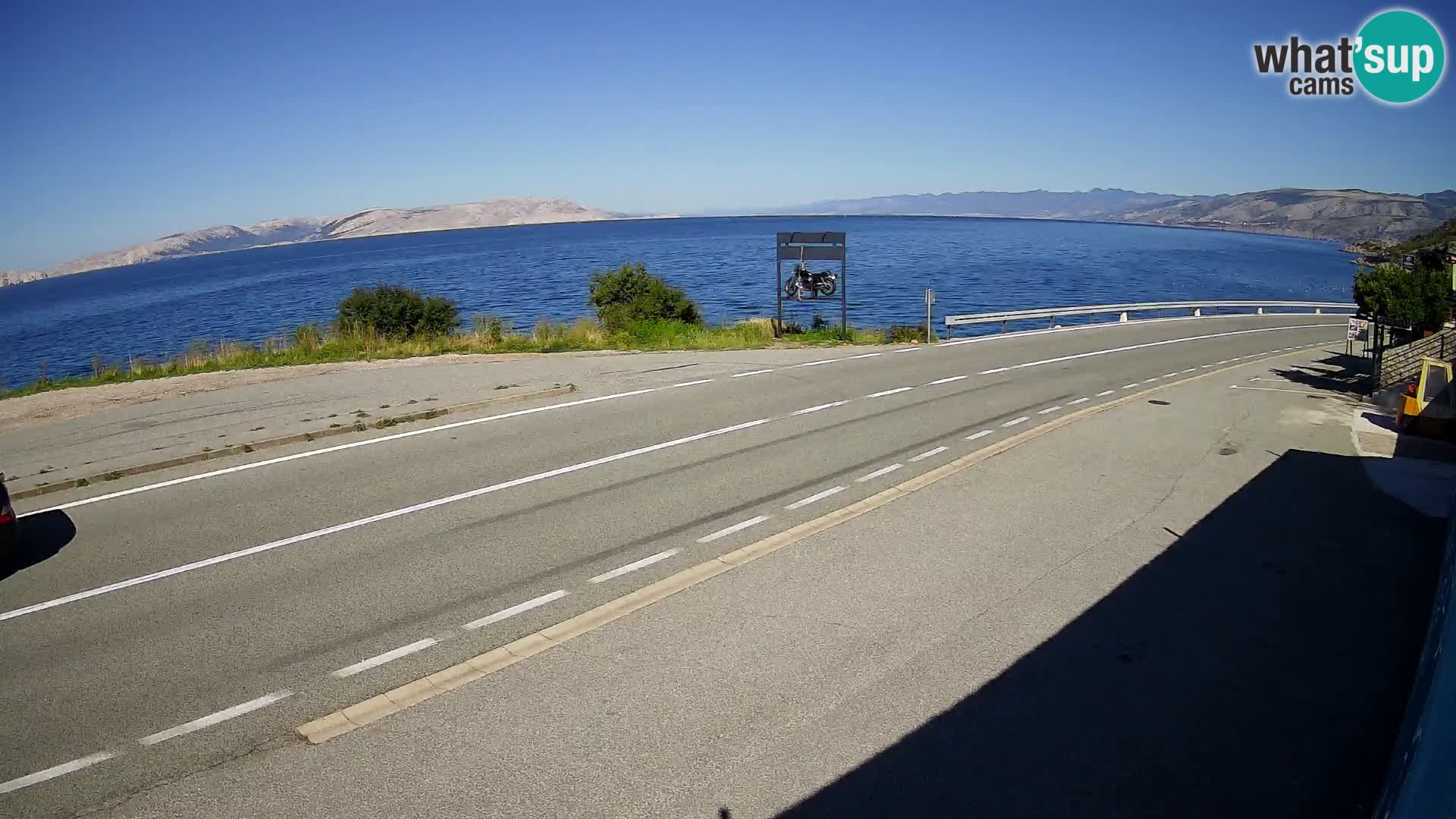 Webcam Adriatic highway D8 near SENJ – view to KRK island