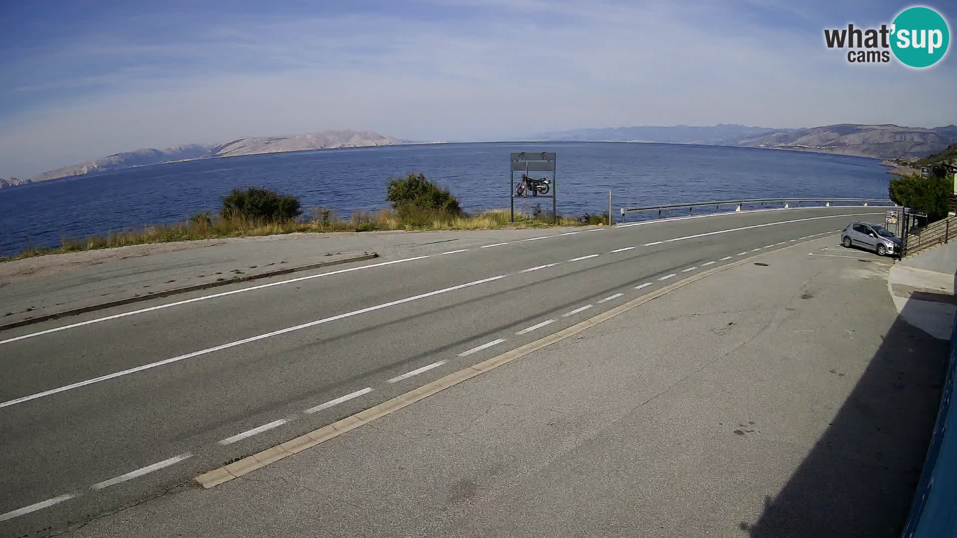 Webcam Adria-Autobahn D8 bei SENJ – Blick auf die Insel KRK