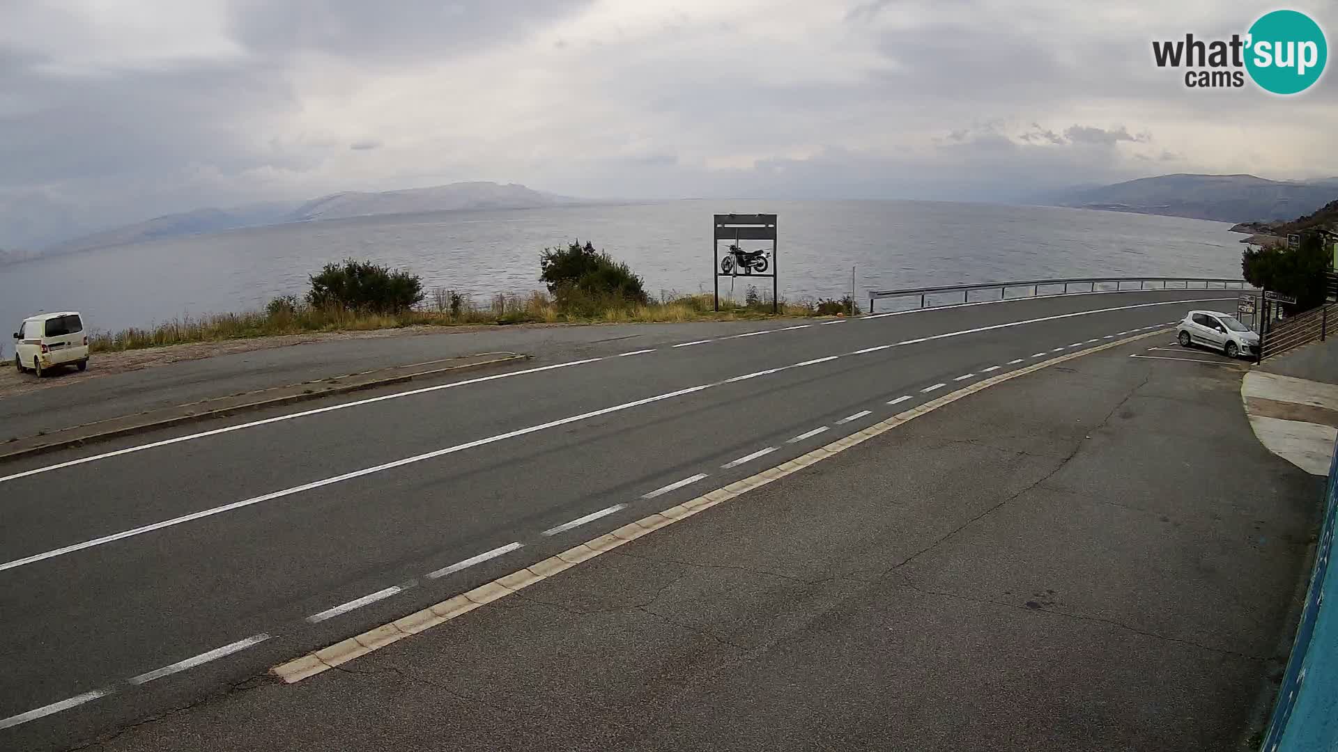 Webcam Adriatic highway D8 near SENJ – view to KRK island