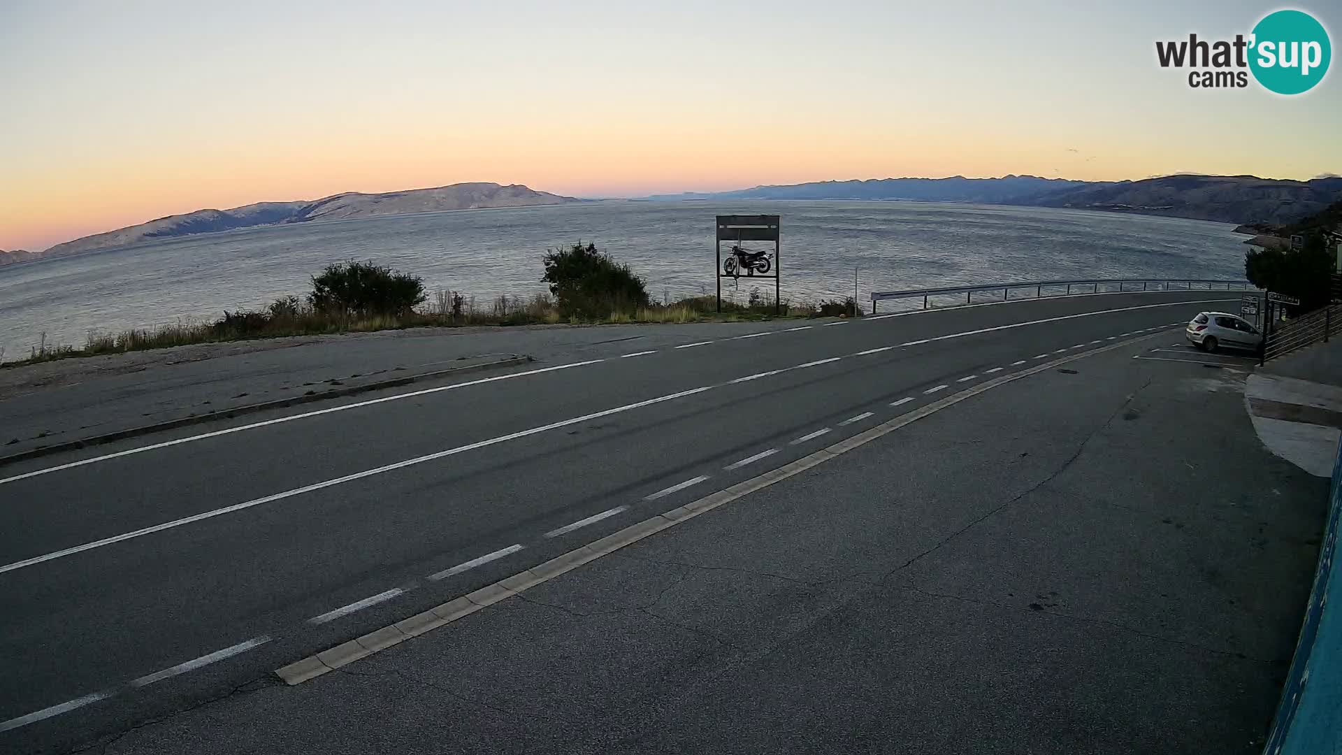 Webcam Adriatic highway D8 near SENJ – view to KRK island