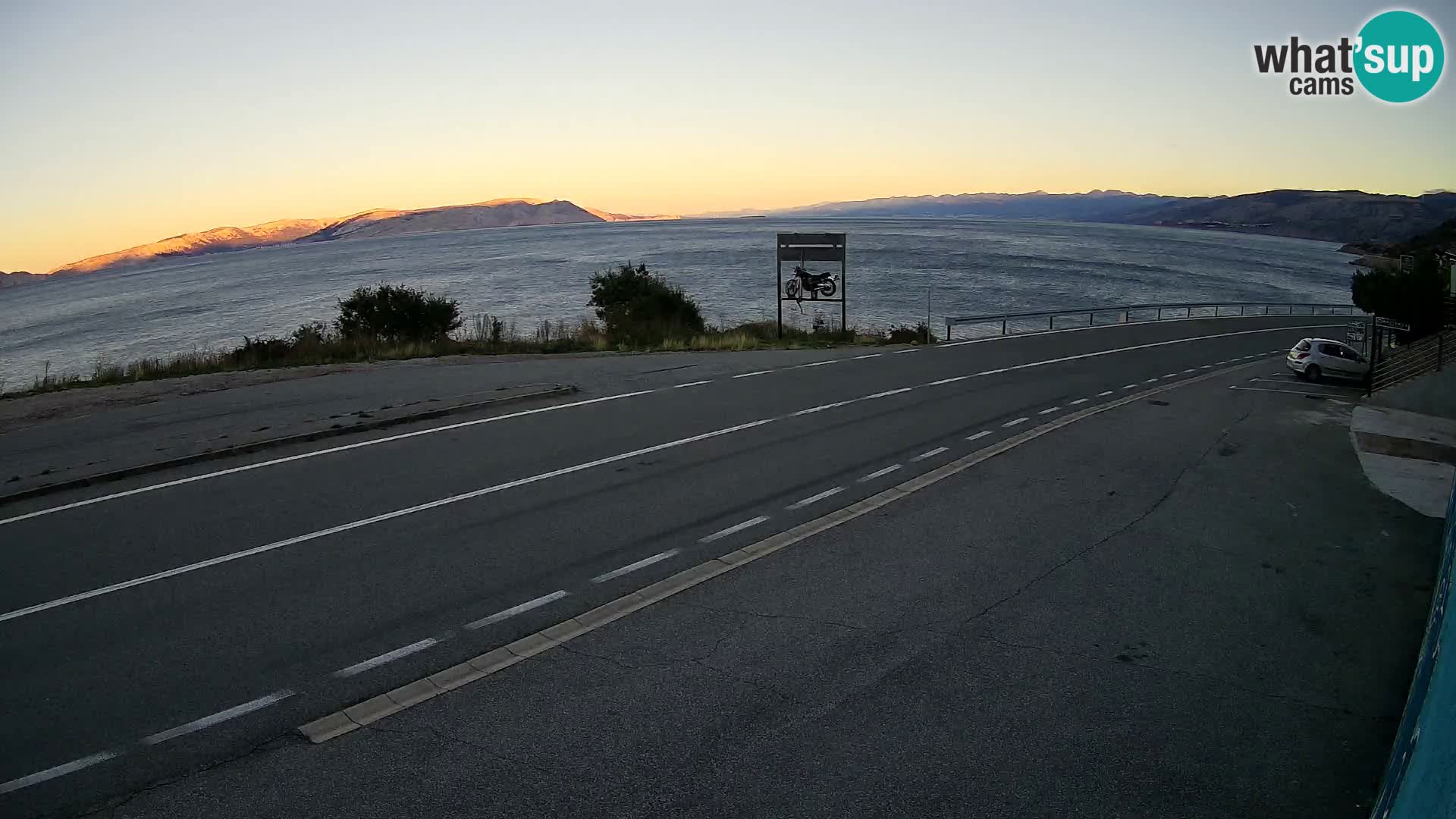 Webcam Adriatic highway D8 near SENJ – view to KRK island