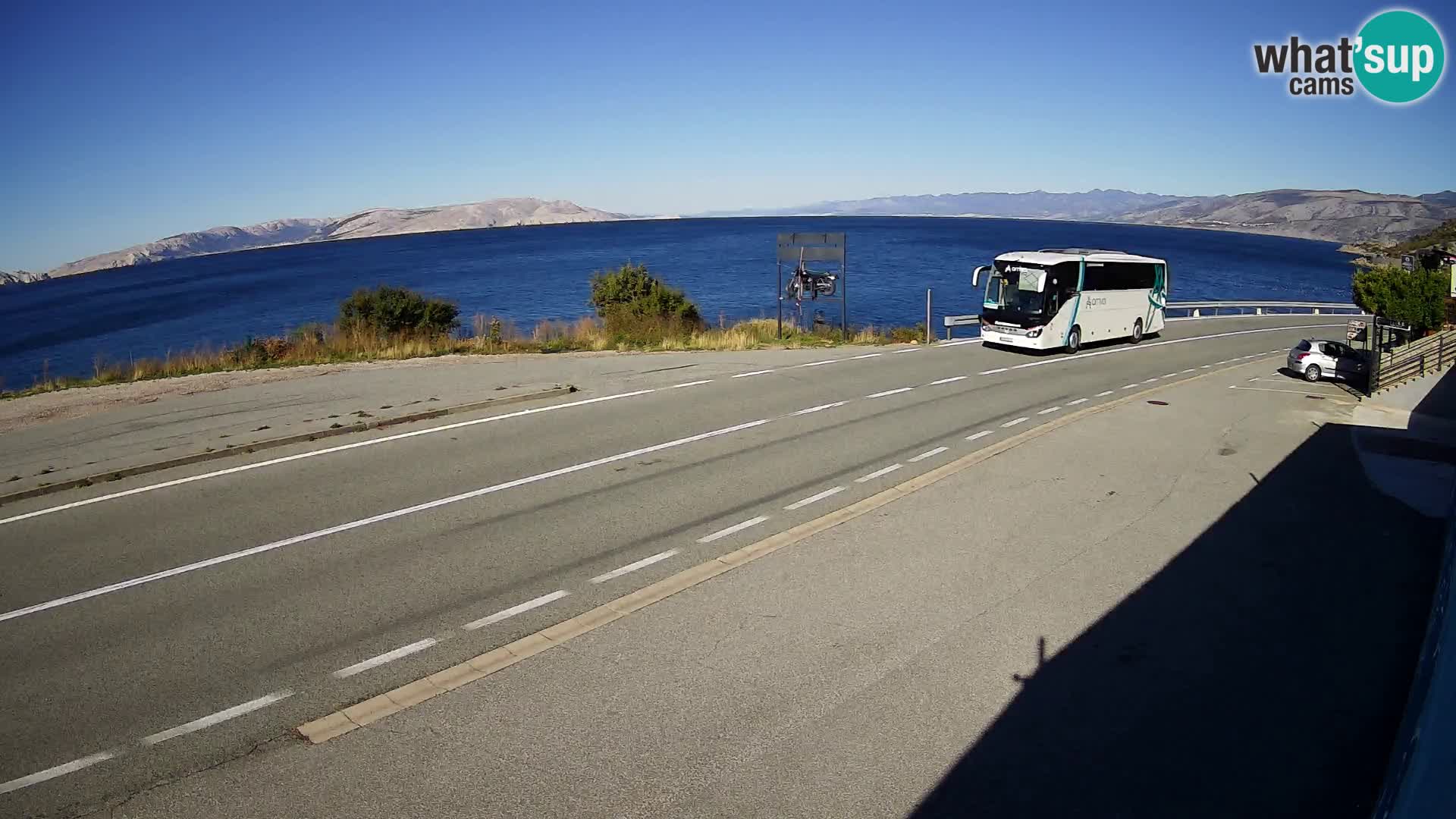 Webcam Adriatic highway D8 near SENJ – view to KRK island